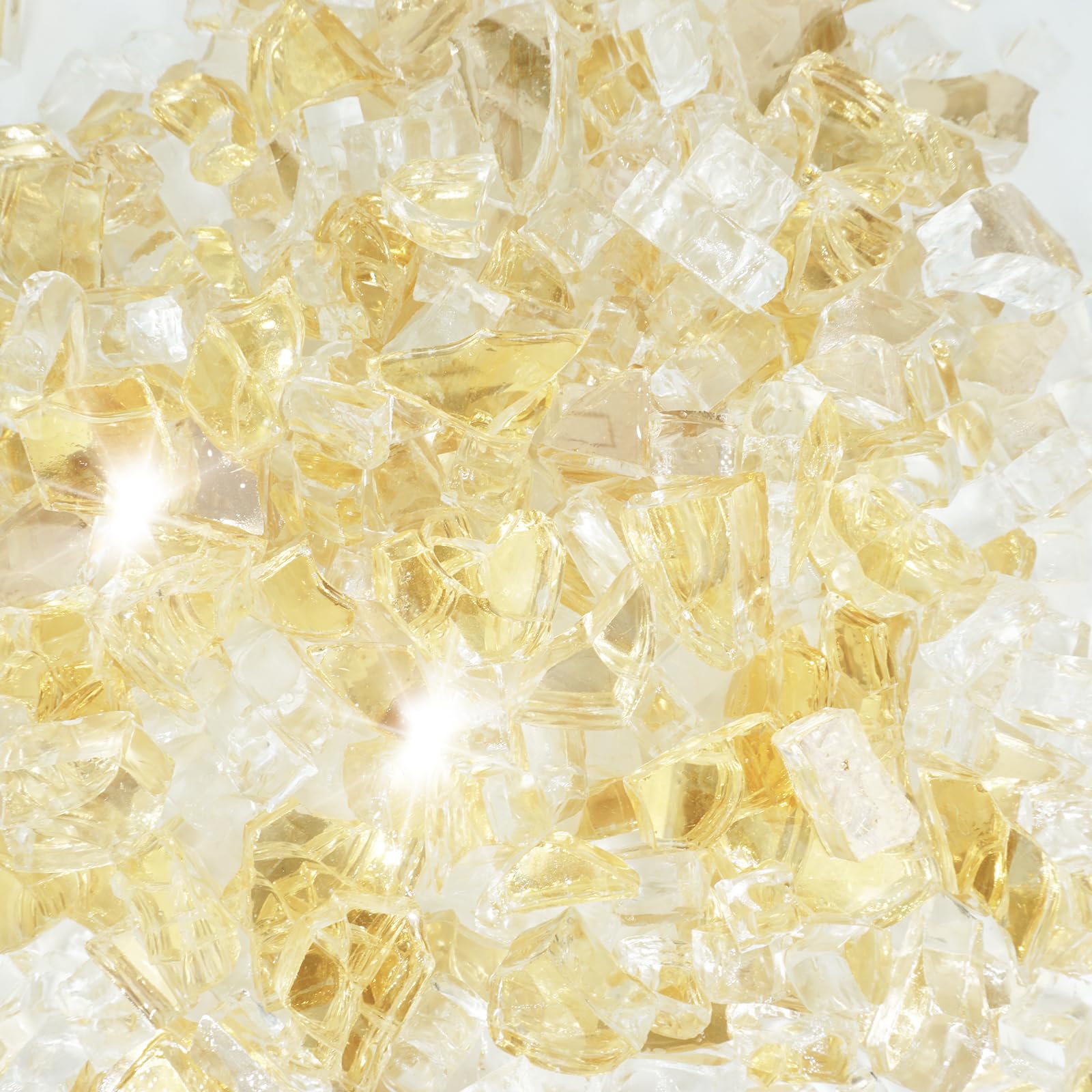 5 Pound 1/2 Inch Crushed Fire Glass for Natural or Propane Fire Pit Fireplace and Landscaping, Gold