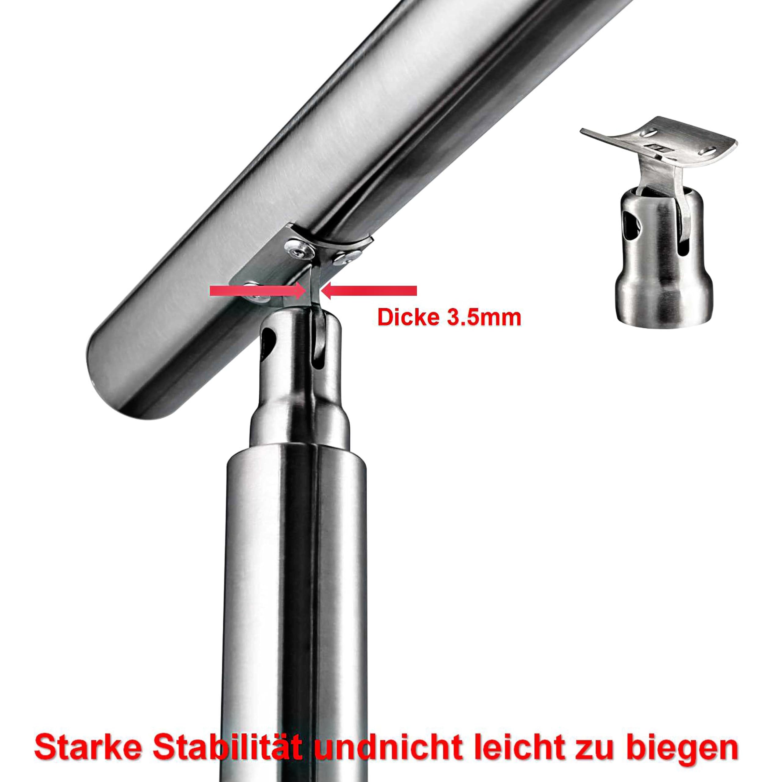 Aica Edelstahl Geländer Aussen Handlauf Treppengeländer 200cm 3 Querstreben