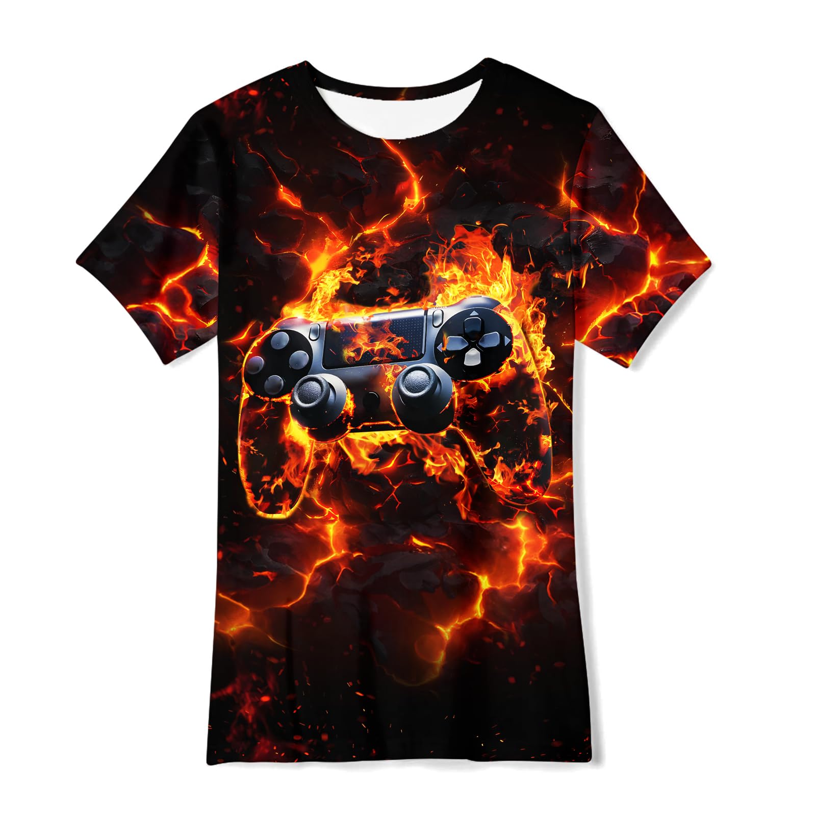 Boys Girls Neon Shirt Short Sleeve Cool 3D Graphic Print Neon Game Summer Tees Tops for 8-12 Years