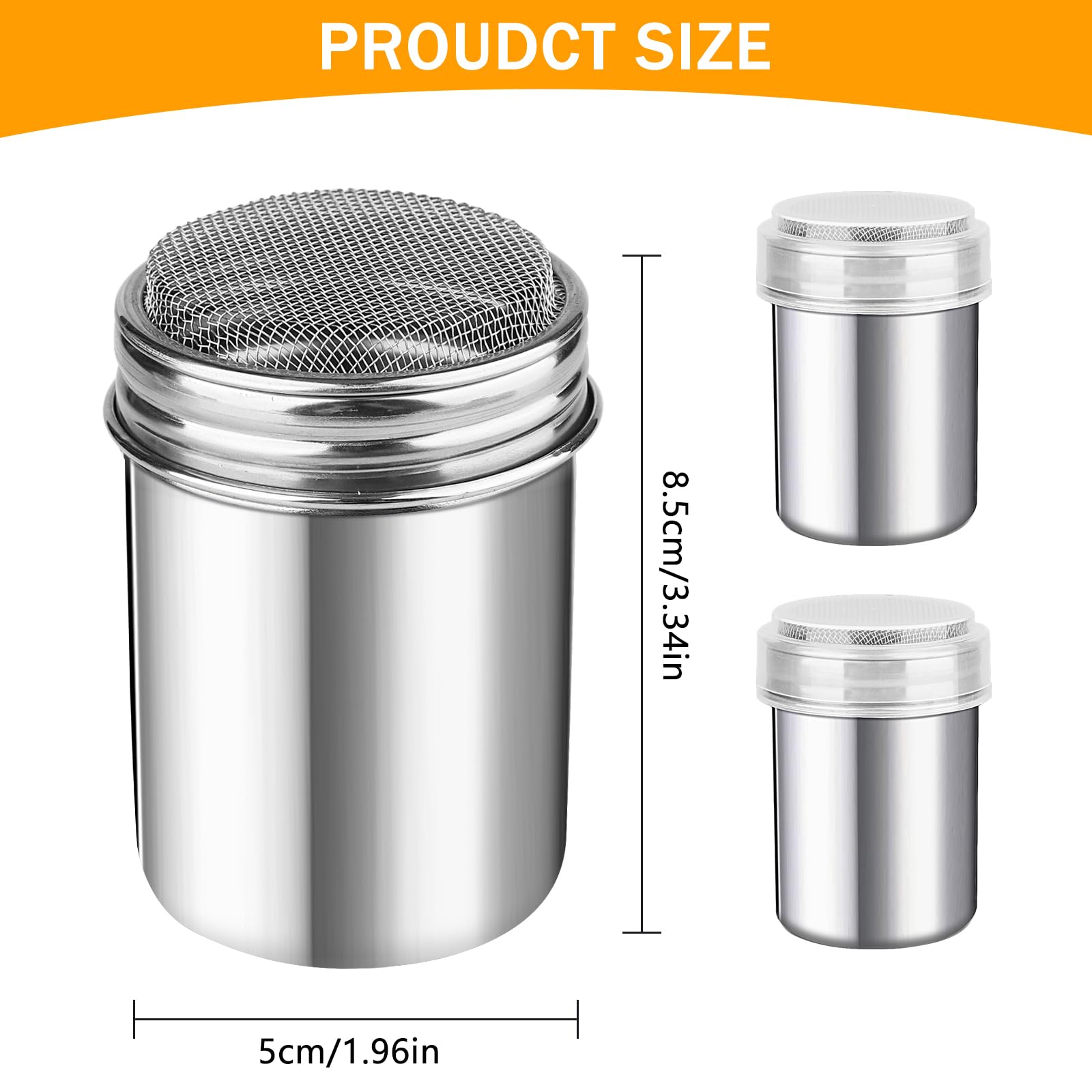 2 Spargizucchero A Velo In Acciaio Inox - Per Cacao, Matcha, Pepe - Con Coperchio Antiumidità - Foto 8