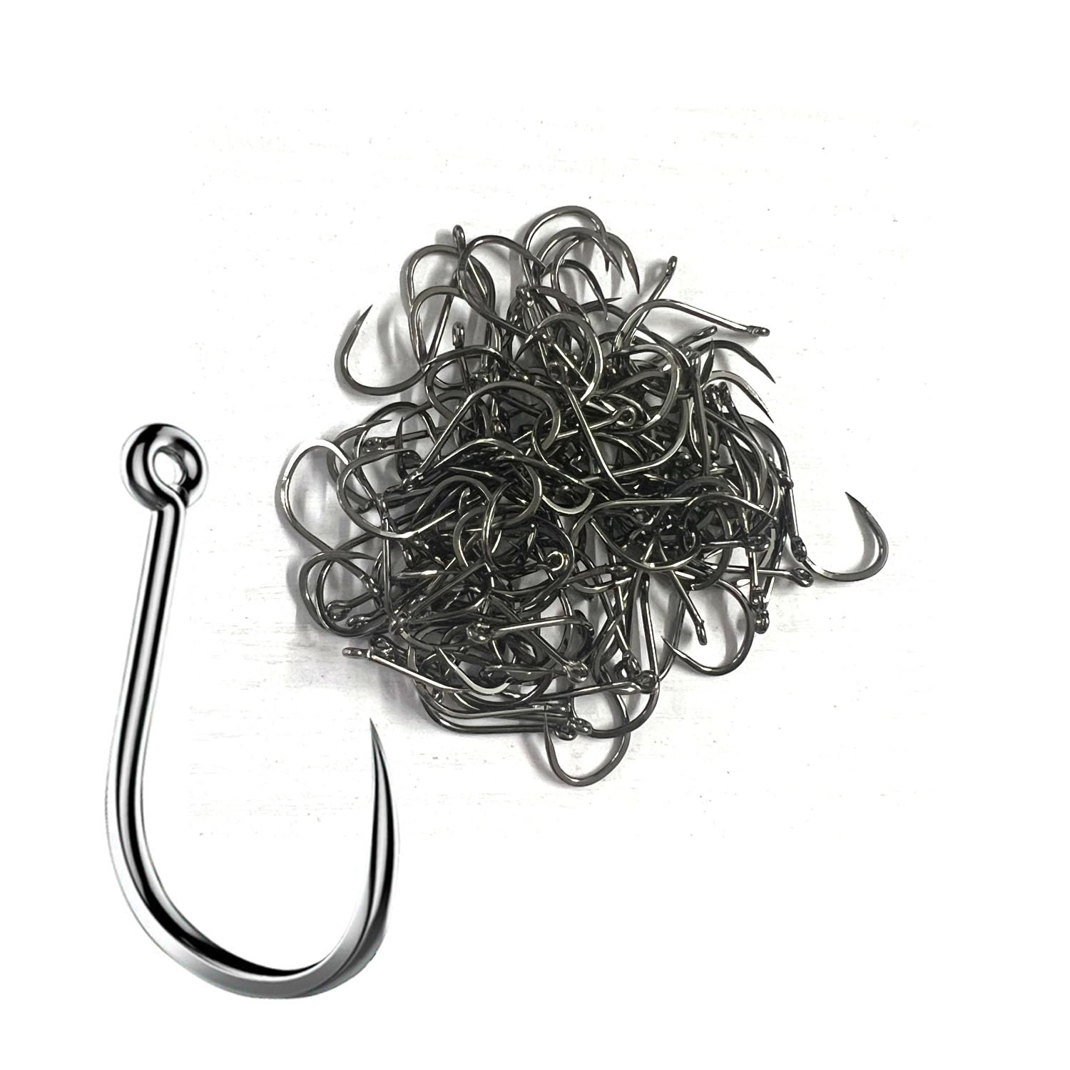 Ensemble Combiné D'Hameçons de Pêche sans Ardillons en Acier au Carbone 100-250 Pièces pour Rivières Lacs Océans Étangs
