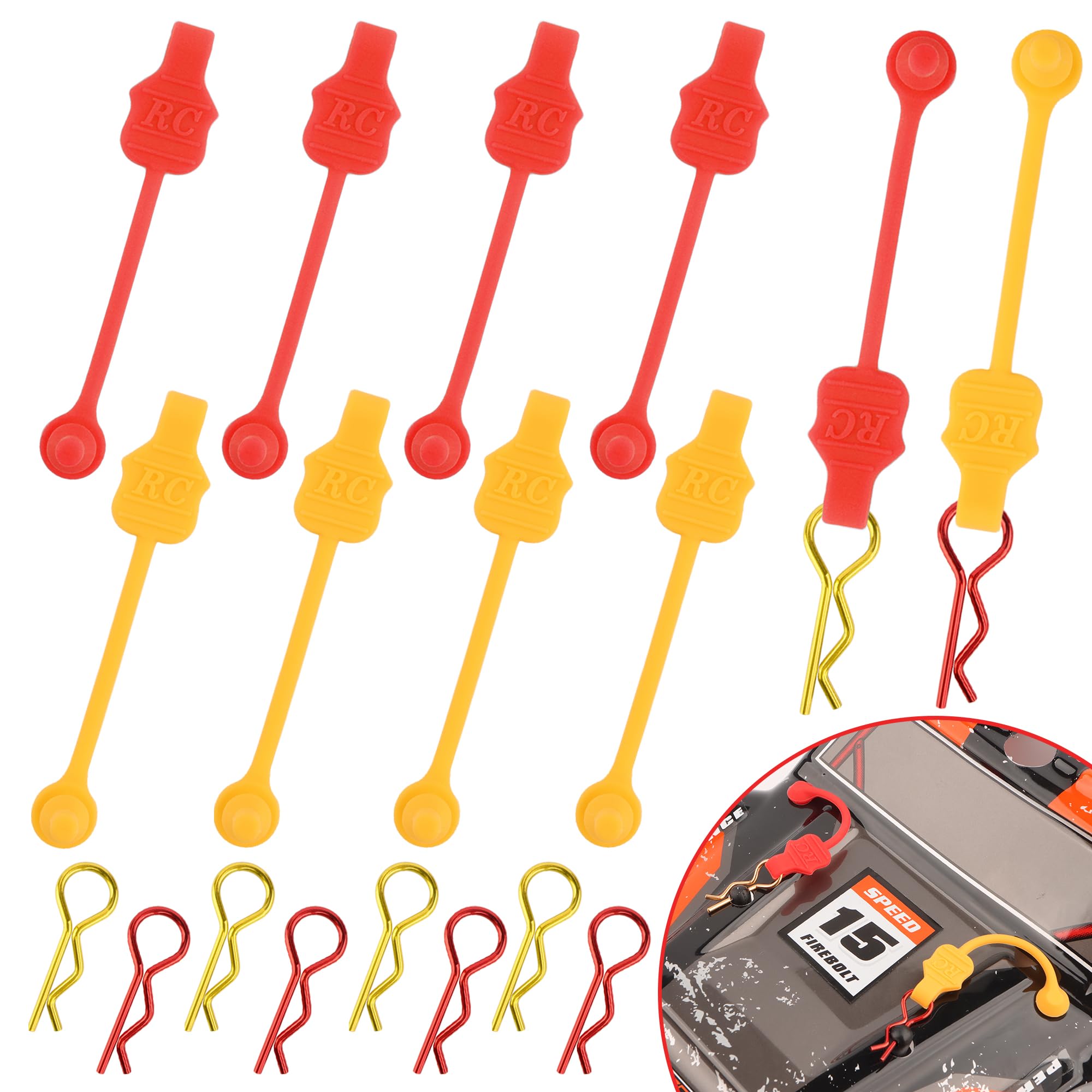 GDOOL 1.0mm RC Cars Body Clips with Pull Tabs for Universal 1/14 1/16 1/18 SCX24 Remote Control Car Compatible with Redcat HPI Himoto HSP Exceed Truck