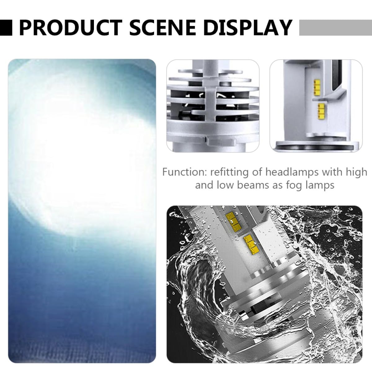 Lampadina Consumo Energetico 55w di LED Auto e 6500k 5000lm in Fari 9003 per Alta Luminosità Lega Alluminio 2 per Veicoli Frontali