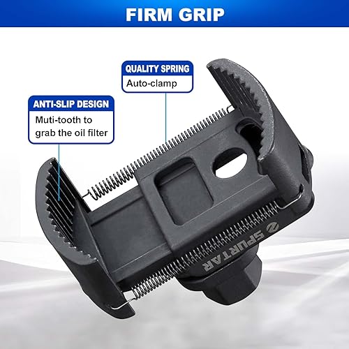 Miniatura 6 de Spurtar Llave de filtro de aceite ajustable de 2-38 a 3-18 pulgadas 2.362-3.150 in, herramienta universal de extracción de filtro de aceite de 12