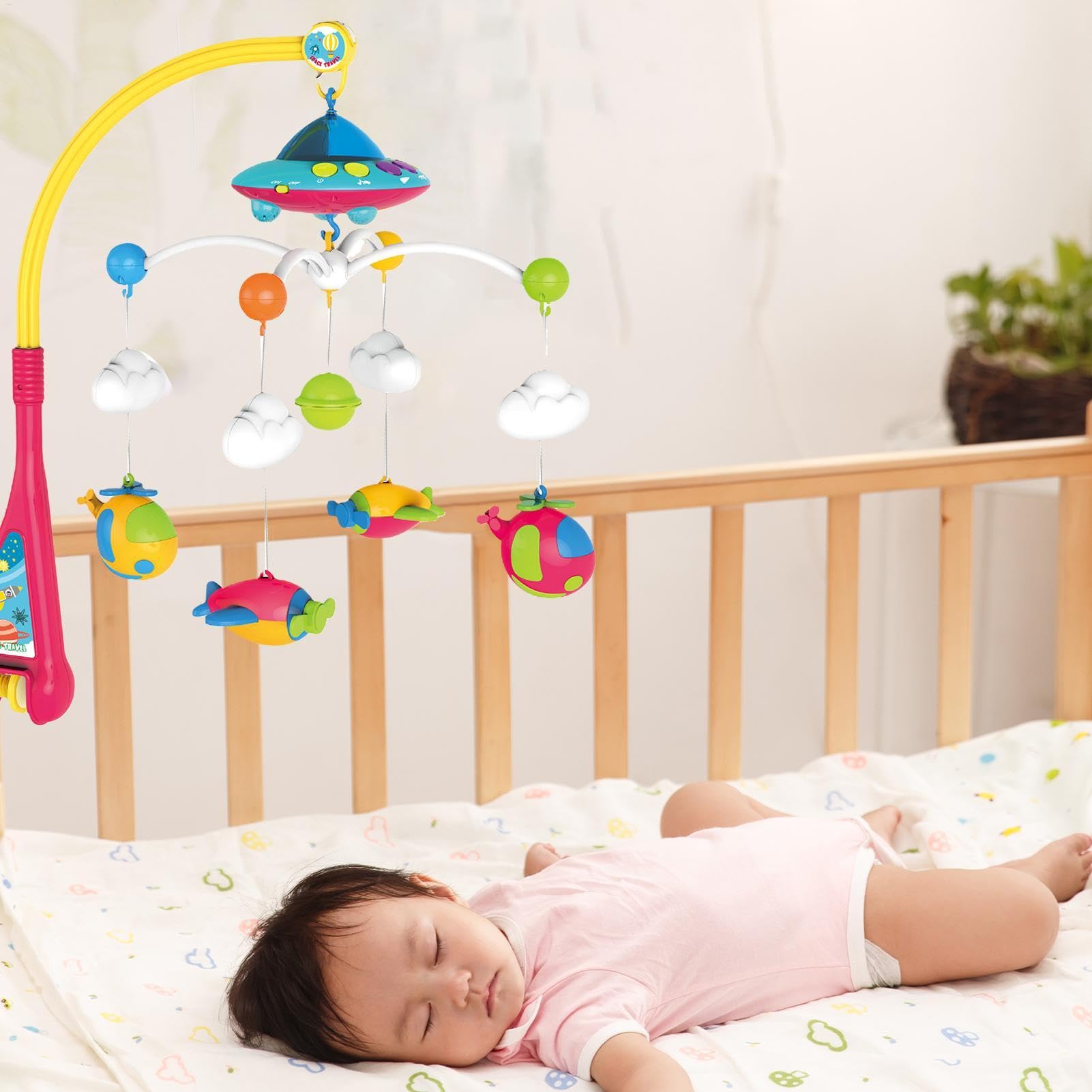 Berceau mobile avec de la musique, mobile musical pour berceau Lights | Décoration multifonctionnelle du lit de suceur pour bébé, accessoires