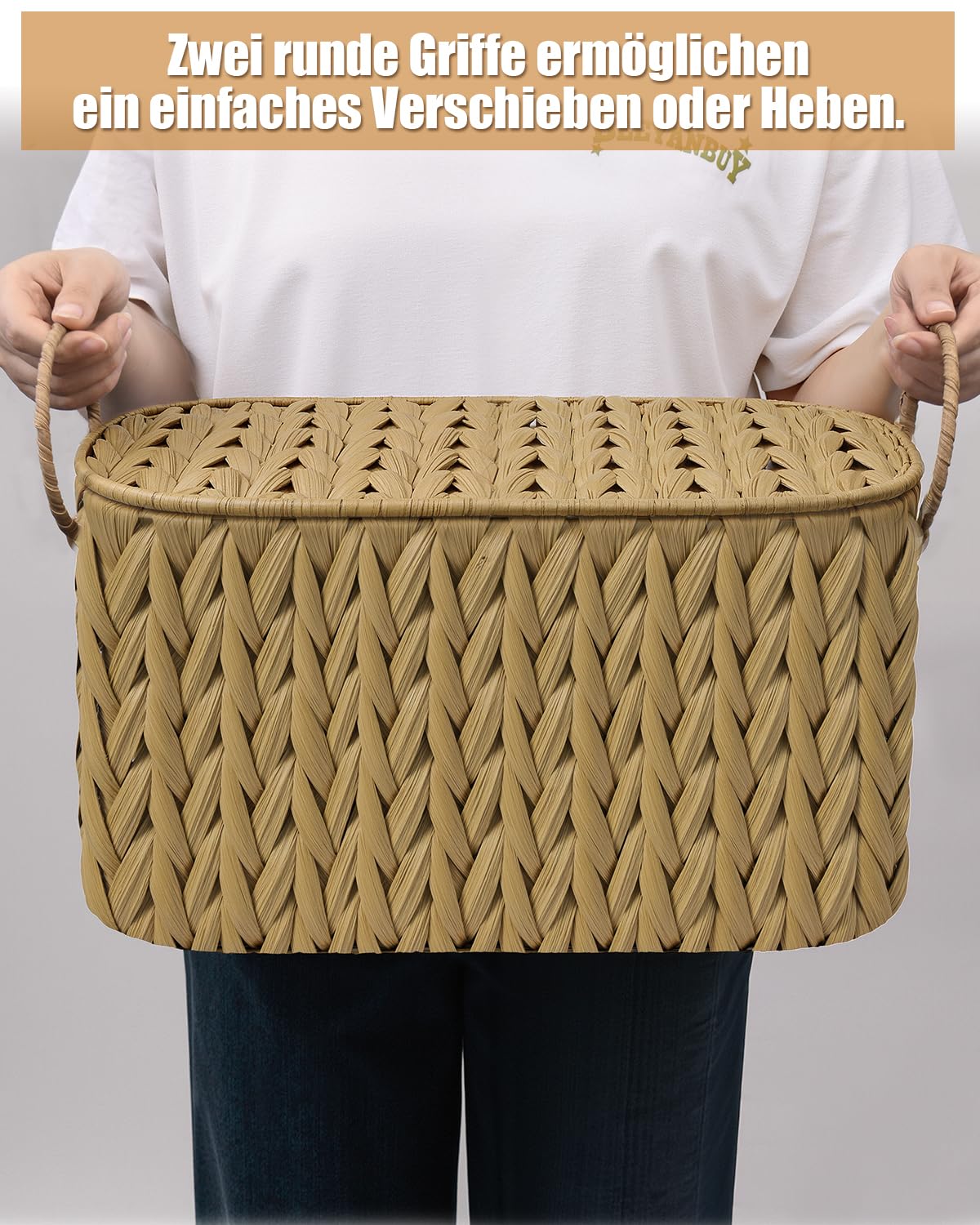 Handgefertigter Rattan-Korb für Toilettenpapier mit Deckel, Zeitschriftenhalter, integriertes Design, Aufbewahrungsbehälter für Klopapier, WC Papier Aufbewahrung, Haushaltswaren-Organizer Gelb