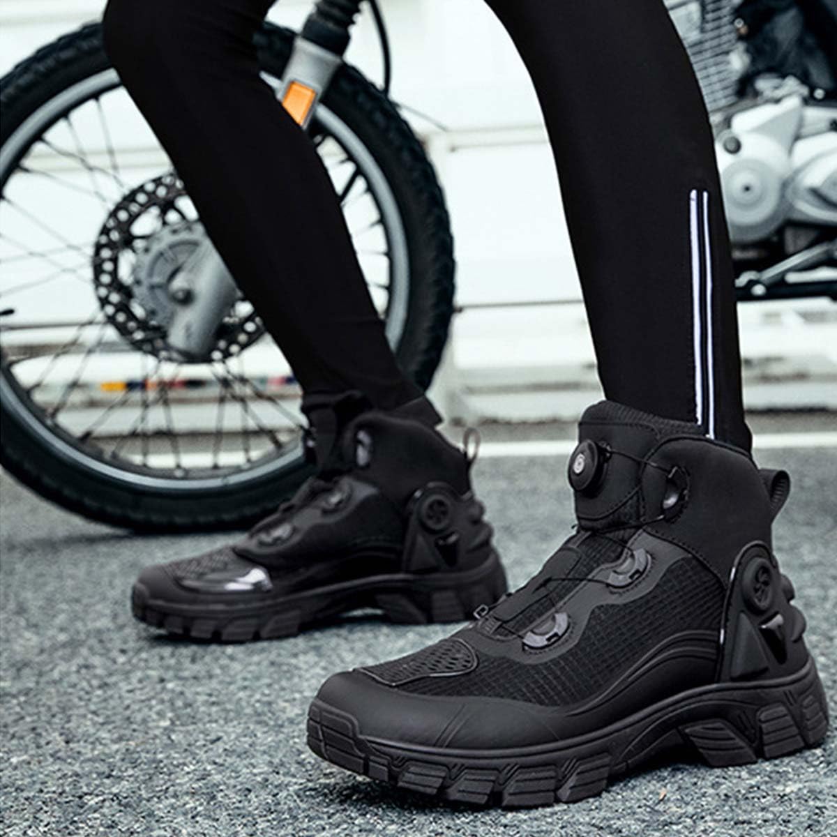 Scarpe da Moto per Uomo e Donna Stivali Motociclisti Resistenti e Comode Scarpe da Equitazione Stradale con Supporto alla Caviglia