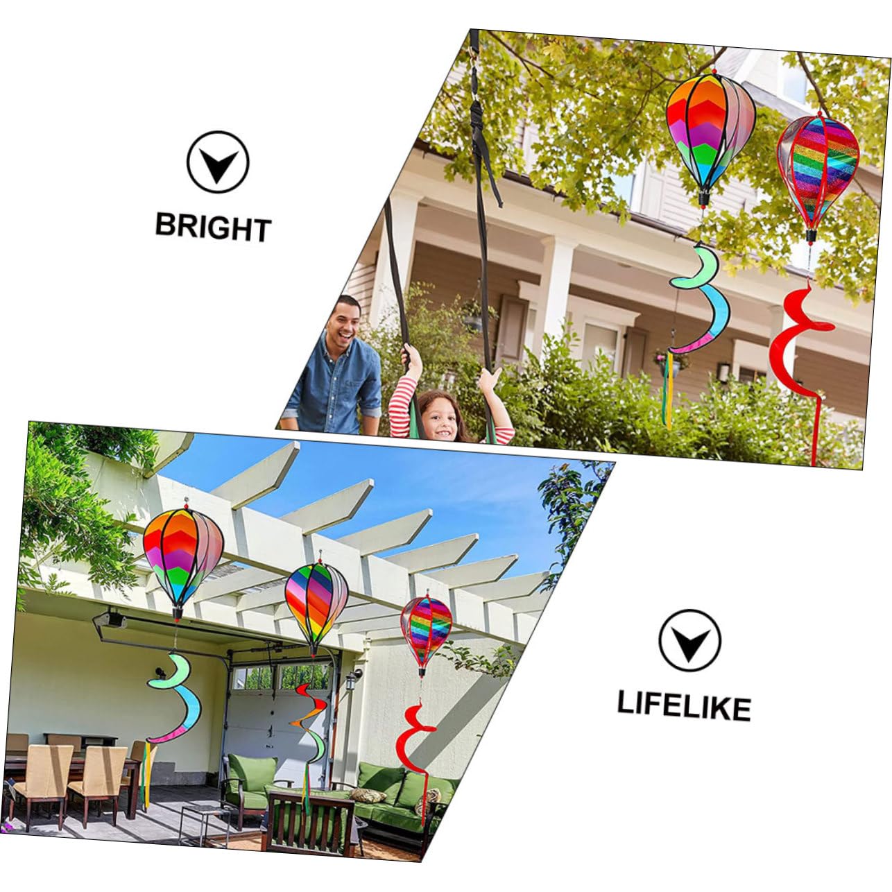 Decorazione Sospesa A Forma Di Mongolfiera Rotante Con Mulino A Vento Da Giardino Primavera H 87790115