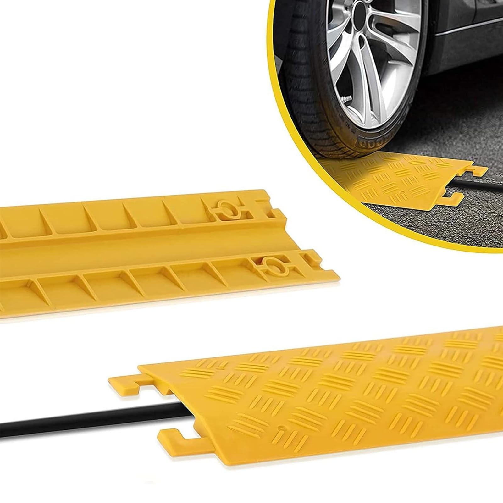 Topes de Seguridad for rampas de Cables, Protectores Antideslizantes for rampas de Suelo, Cubierta Protectora Resistente for rampas de Cables, protección Segura en Zonas de tráfico.(100x25x3.8 cm)