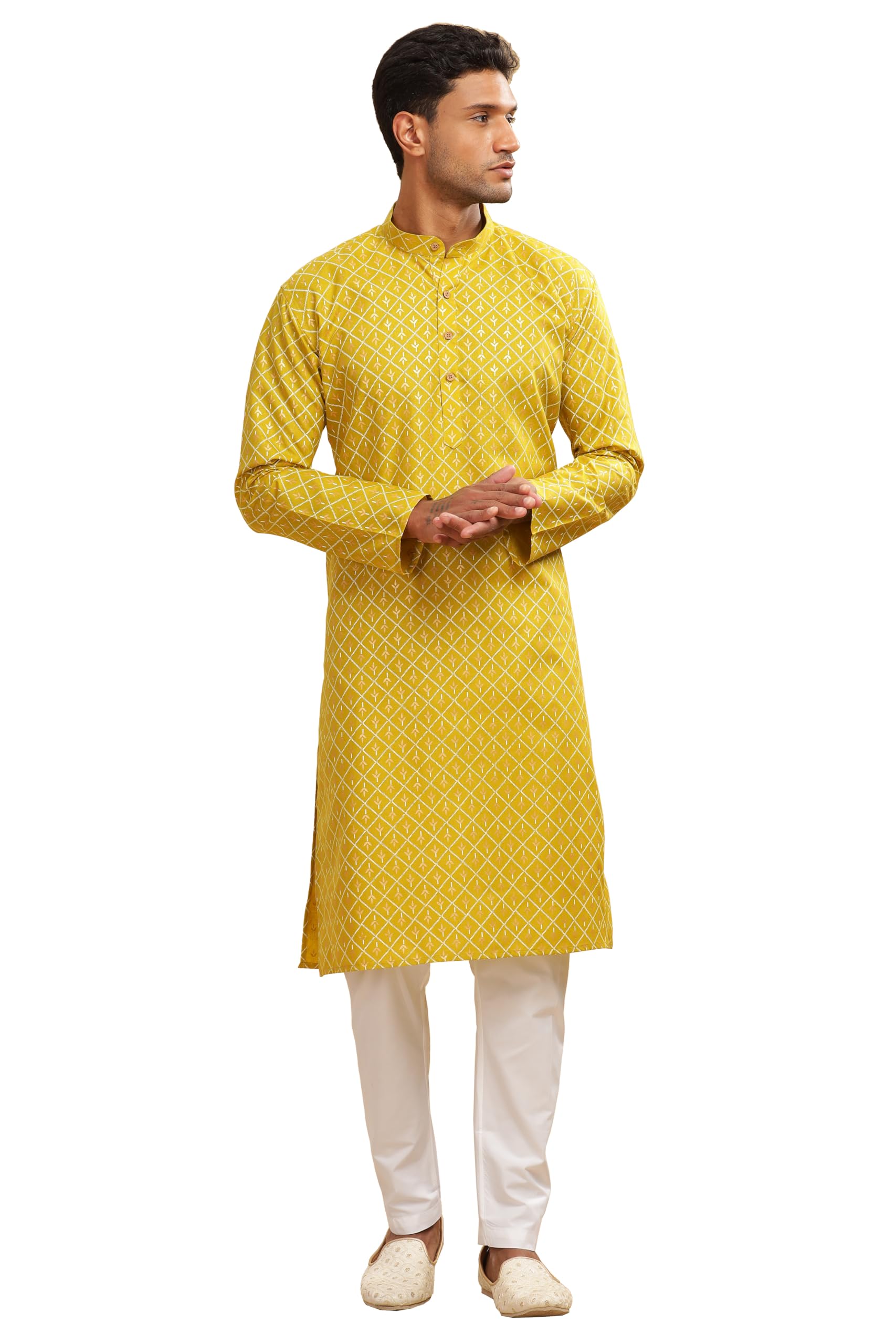 Be Active Men's Cotton Regular Kurta (C-399-2_Green-1