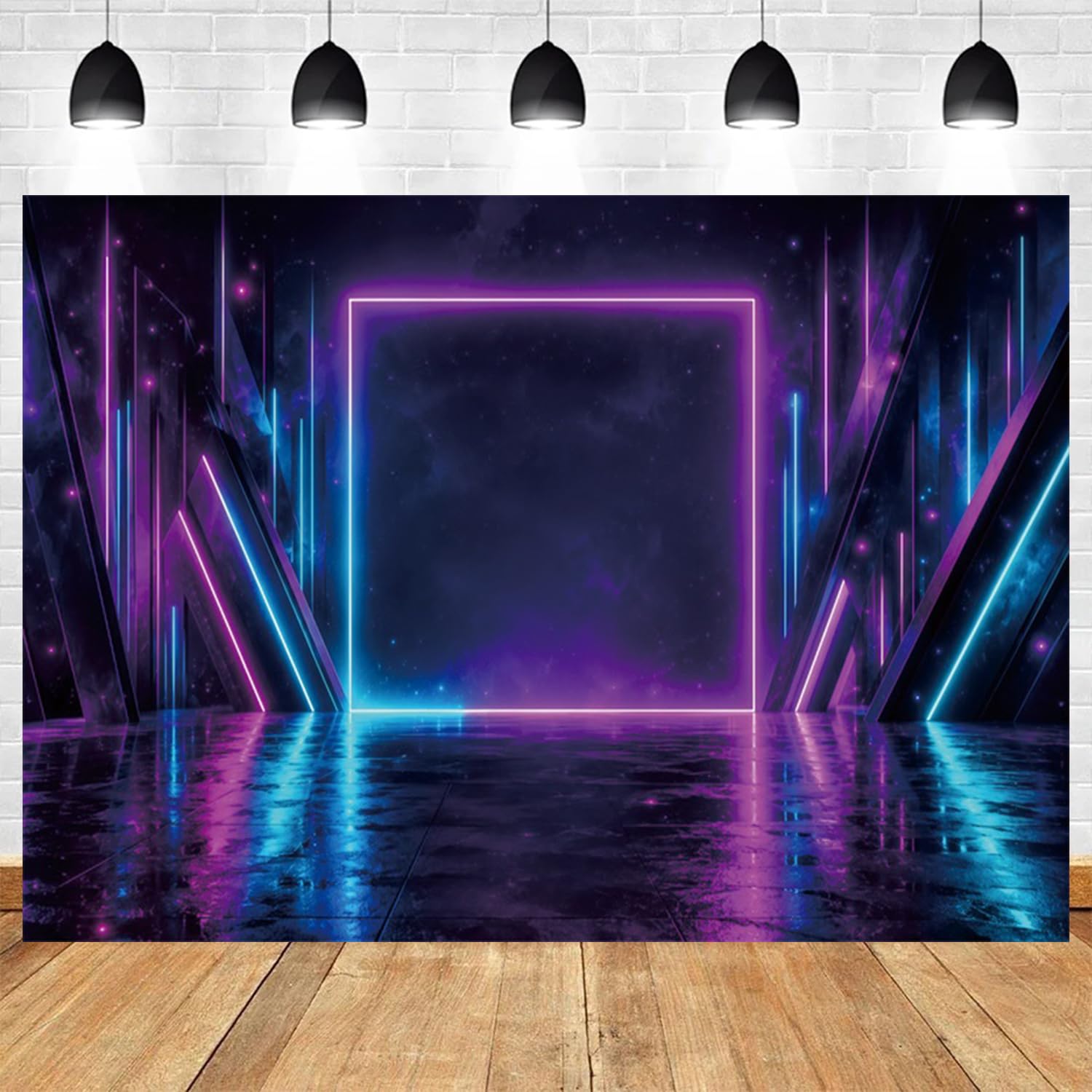 3x2,4 m Cyberpunk Neon Photo Sfondo viola blu spazio galassia sfondo fotografico per Halloween decorazione festa video gioco a tema studio stand puntelli astratto bagliore luce notturna