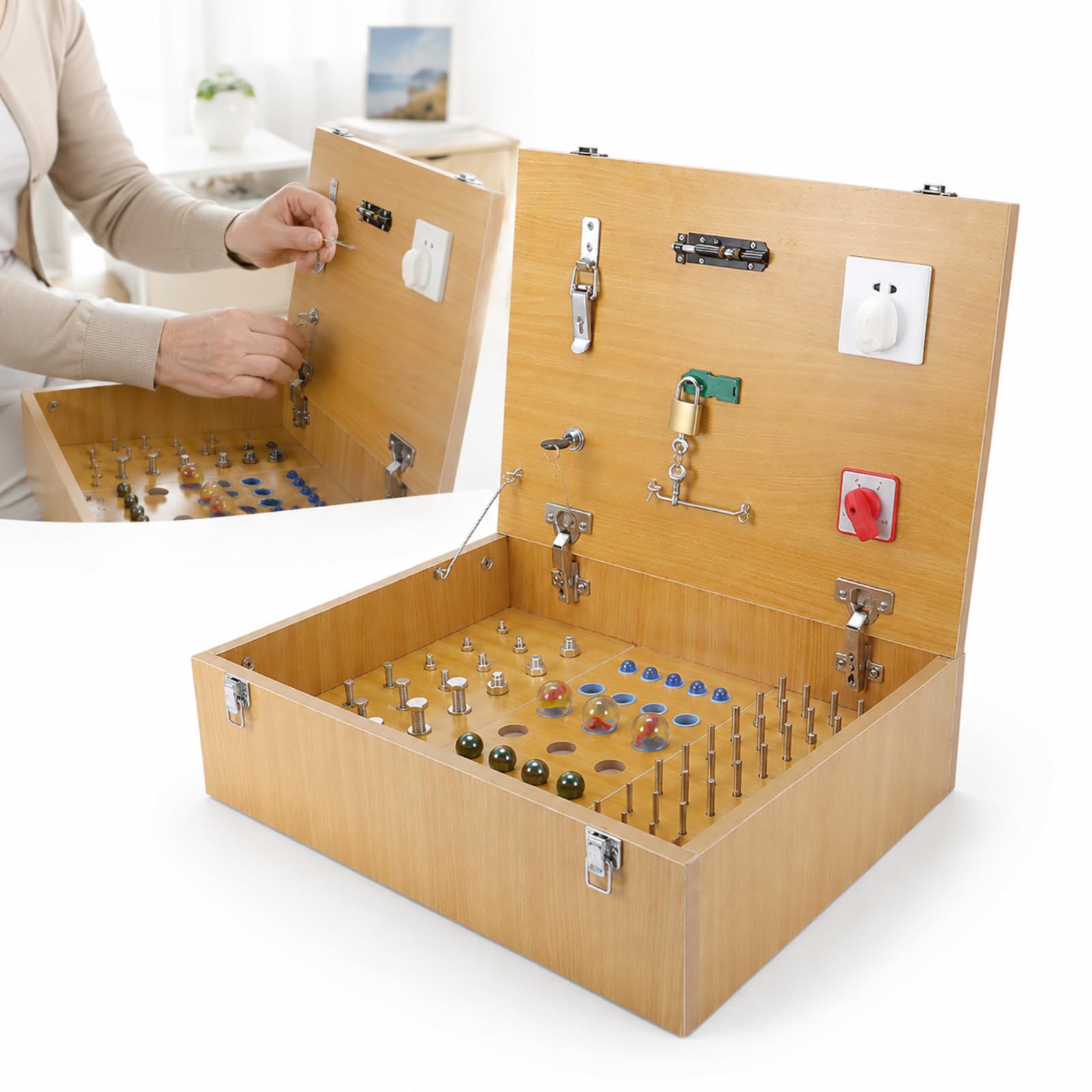 Vhewq Wooden Pegboard For Finger Dexterity, Wooden Pegboard For Occupational Therapy, For Grasp, Pinch And Twist Practice, Improve Movement Coordination, Flexibility, For Hemiplegic Stroke Injuries