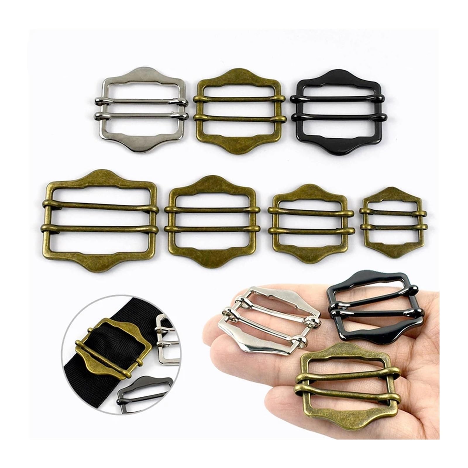 Fibbie per cintura 30 pezzi fibbie in metallo 30/40 mm fibbia per borsa cinghia regolabile Tri Glide Slider fibbia fettuccia accessori abbigliamento