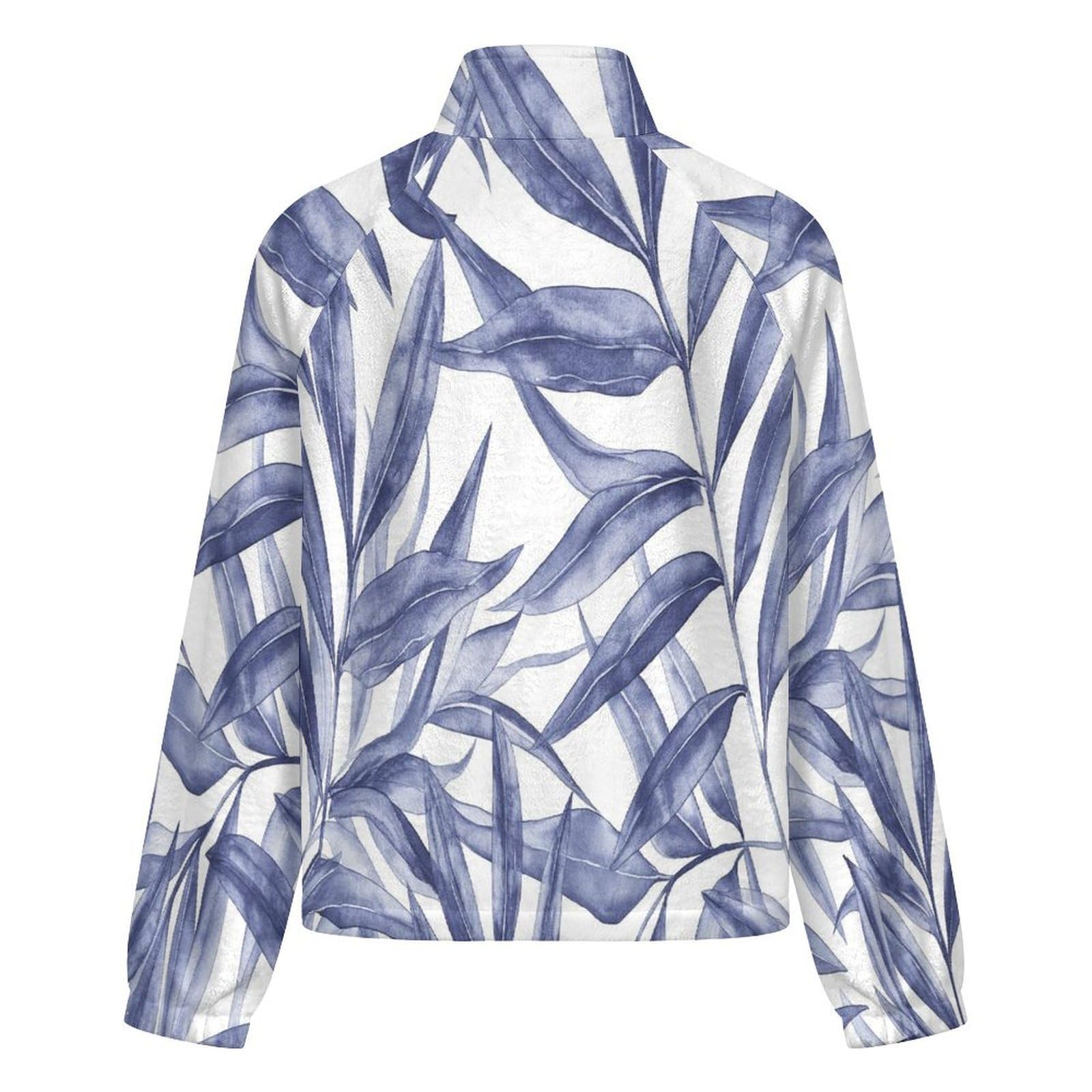 OFFSUM Chaqueta Polar Para Mujer - Patrón De Hojasabrigo De Talla Grande Para Otoño E Invierno, Tops, Cárdigan, Ropa De Calle De Moda Para Exteriores, Resistente Al Viento, Ropa De Senderismo