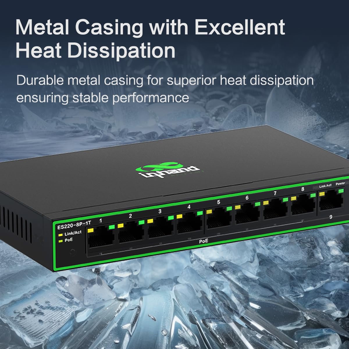 Porte 9* Gigabit, Switch non gestito di strato 2, alimentazione elettrica massima 110W