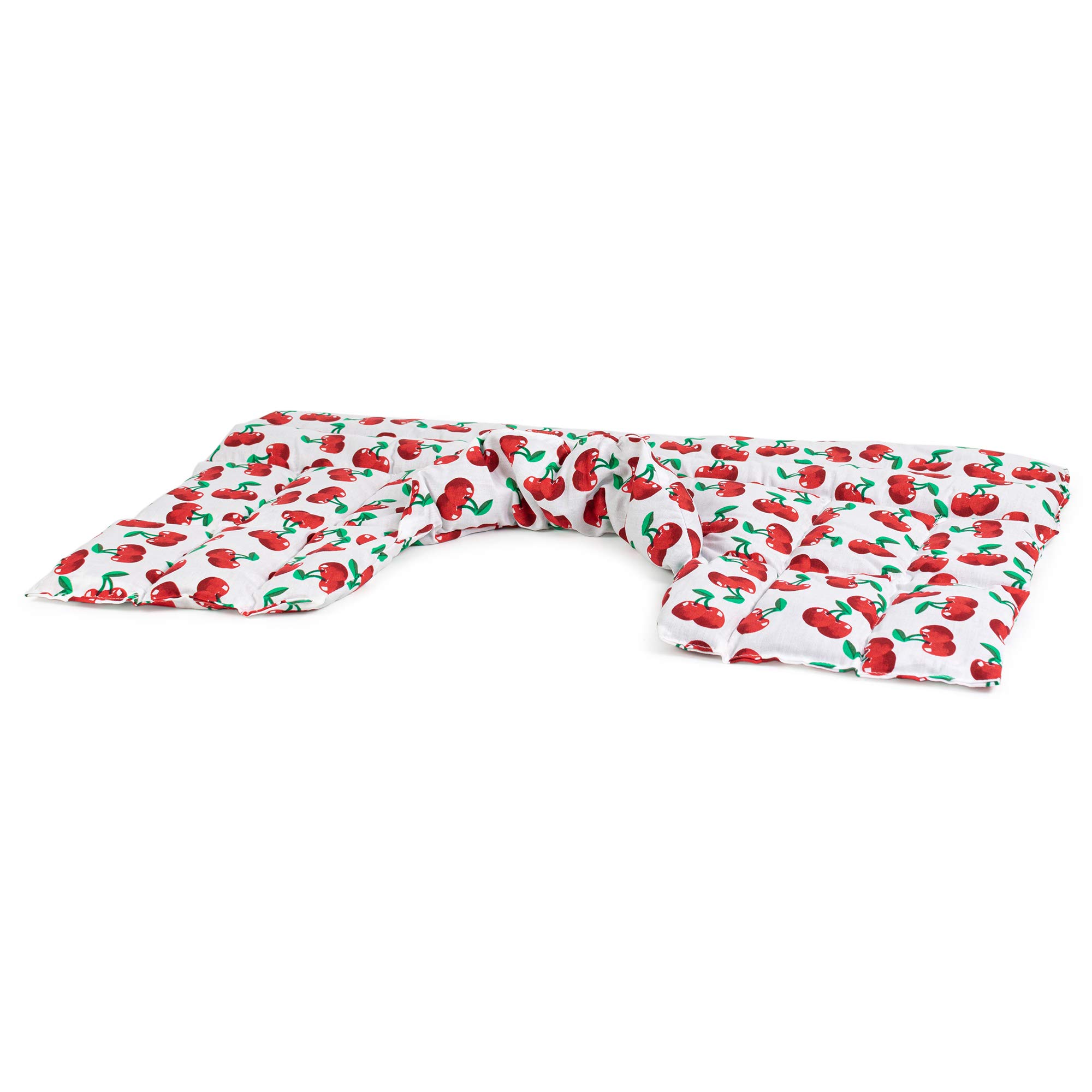 Bio-Dinkelkissen Schulter & Nackenkissen mit Kragen. Wärmekissen Körnerkissen Nackenwärmer für Mikrowelle und Backofen (cherry-white, Bio-Dinkel)