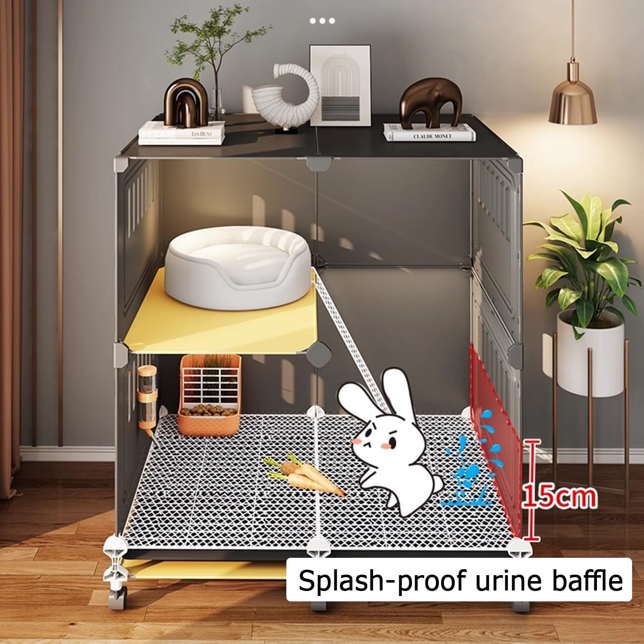 Cage à Lapin Interieur Enclos Cochon d'Inde, avec Plateaux et Protection Contre L'urine, Parc pour Petits Animaux pour Cochon d'Inde/Lapins(106x46x48cm)
