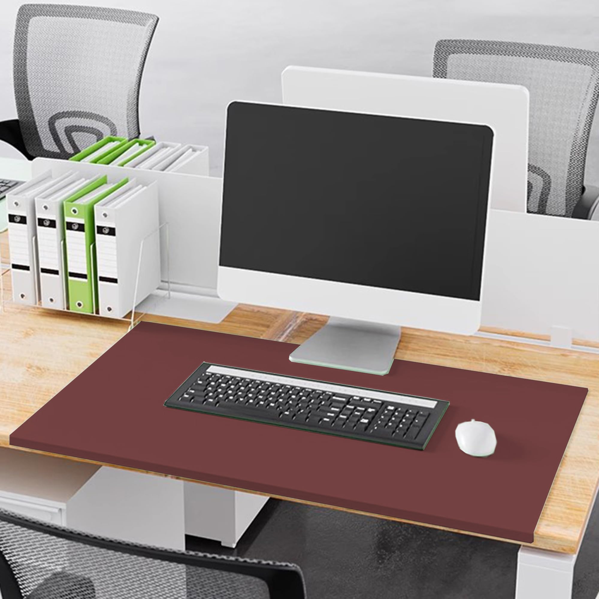 Leather Desk Pad, Desk Writing Mat with Edge Protector, Large Mouse Pad Keyboard Mat for Office/Home/Work, Waterproof Desk Table Protector Office Desk Mat,150 * 60cm,Red
