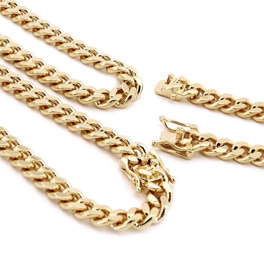 14k Gold Finish Heavy 14mm Double Lock Miami Cuban Link Chain Necklace Bracelet