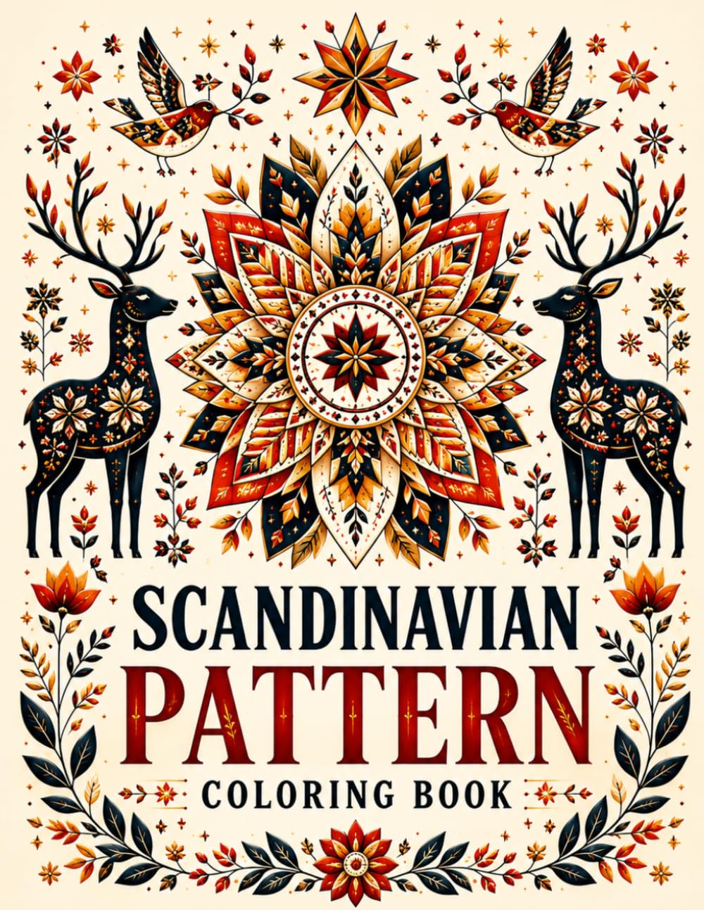 Scandinavian Patterns Coloring Book: 50 Scandinavian Pattern Illustrations | Single-Sided Pages | 8.5" x 11" Format