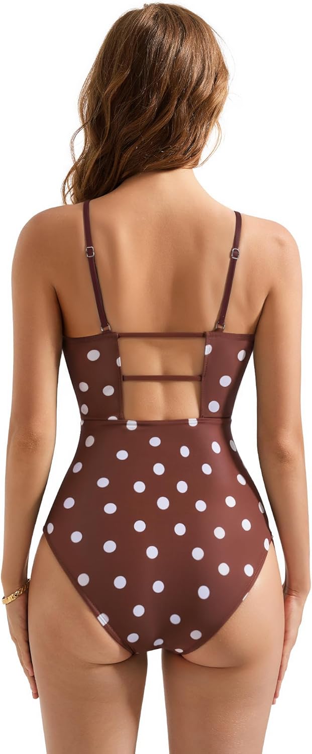SUUKSESS Women Sexy Wrap Push Up One Piece Swimsuit Tummy Control Bathing Suit