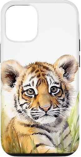 iPhone 1212 Pro Cute Baby Tiger Painting Artístico Animal Cottagecore Tiger Case