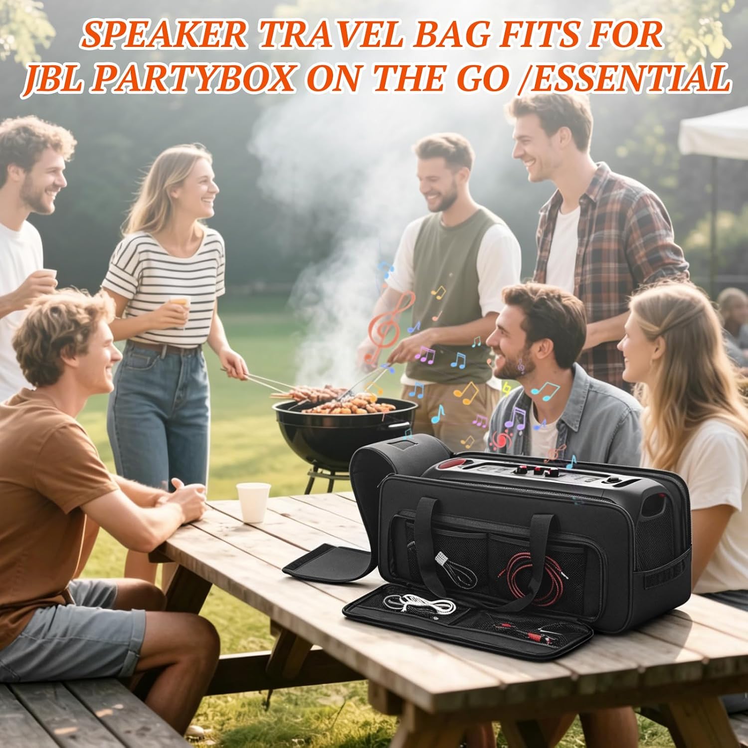 Speaker Carrying Case Compatible with JBL Party Box On The Go/Go 2, Portable Speaker Travel Tote Bag Fits for JBL PartyBox On-The-Go Essential/Boombox 4 for Outdoor Travel (No Shoulder Strap)