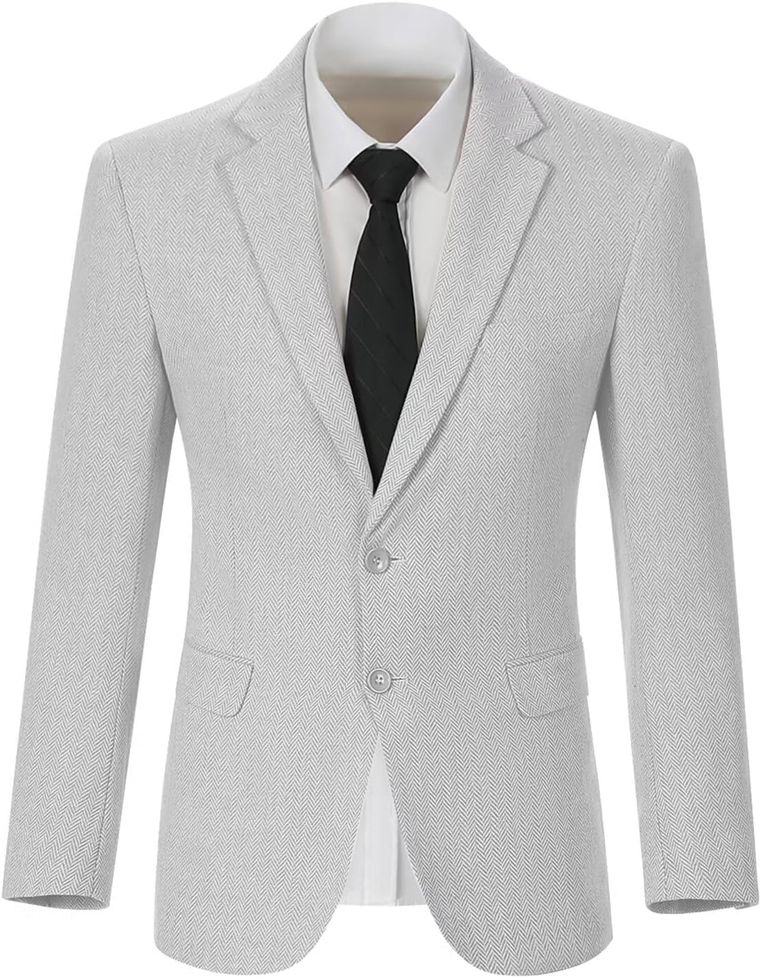 Tweed Herringbone Retro Men Suit Jacket Suits Separates Coat Slim Fit Groom Tuxedos Blazers Prom Suit Jackets Blazer Sport Coats for Men Silver 2XL