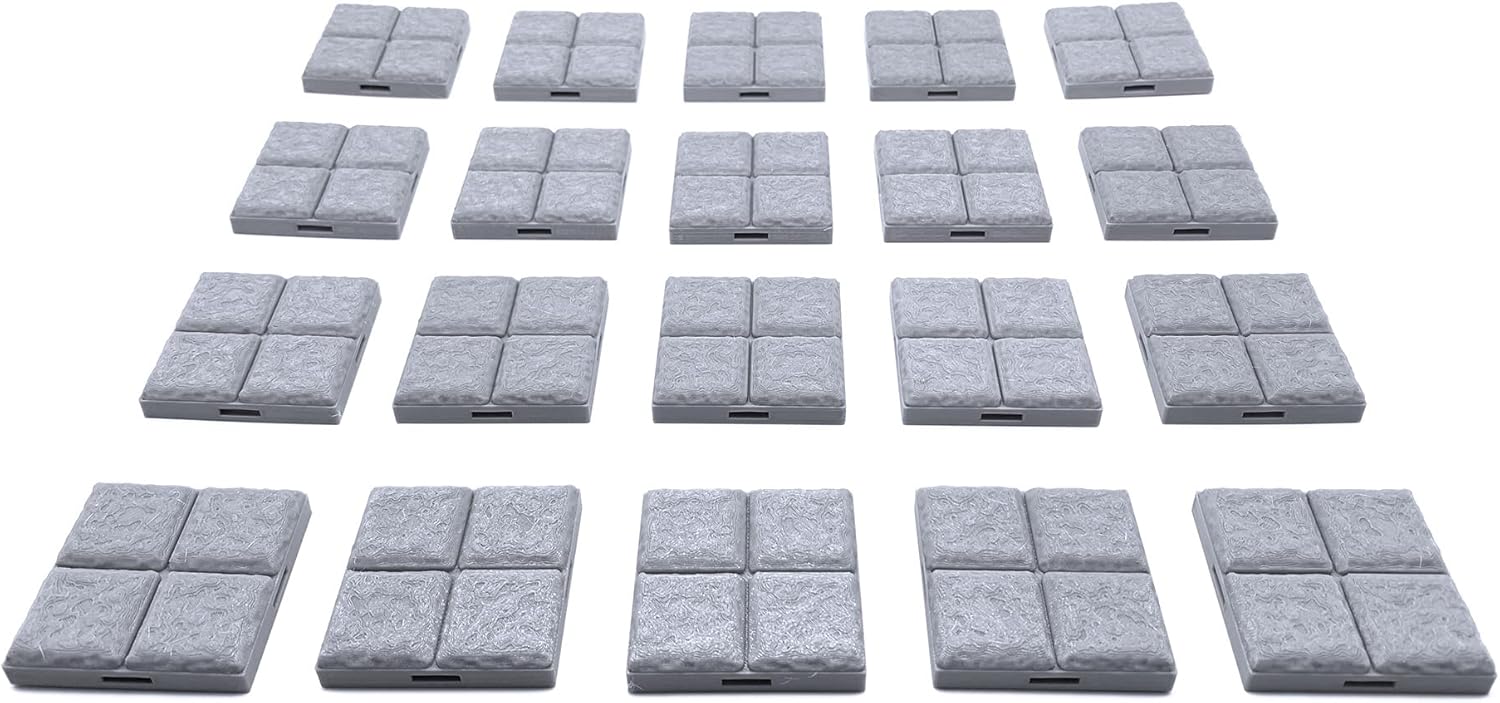 EnderToys Locking Dungeon Tiles - Floor Tiles (20x Pieces), Terrain Scenery Tabletop 28mm Miniatures Role Playing Game, 3D Printed Paintable