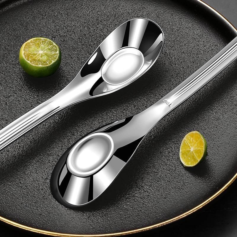 Silverware Flatware Set, 1/4/6/8 Pieces Stainless Steel Spoons Creative Cute Spoons For Household Eating Spoons (Color : Silver, Size : 6Pcs)