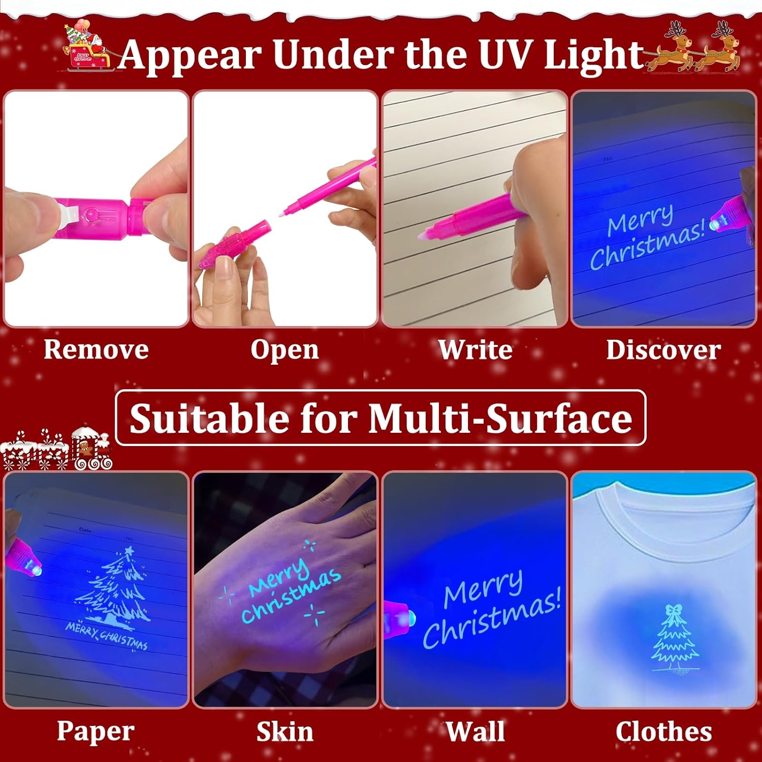 iGeeKid 6 Pack Invisible Ink Pen with UV Light,Easter Basket Party Favor for Kids Gift Bag, Stocking Stuffer for Kids, Secret Spy Pens Magic Disappearing Ink Marker for Goodie Bag Xmas, New Year's Eve