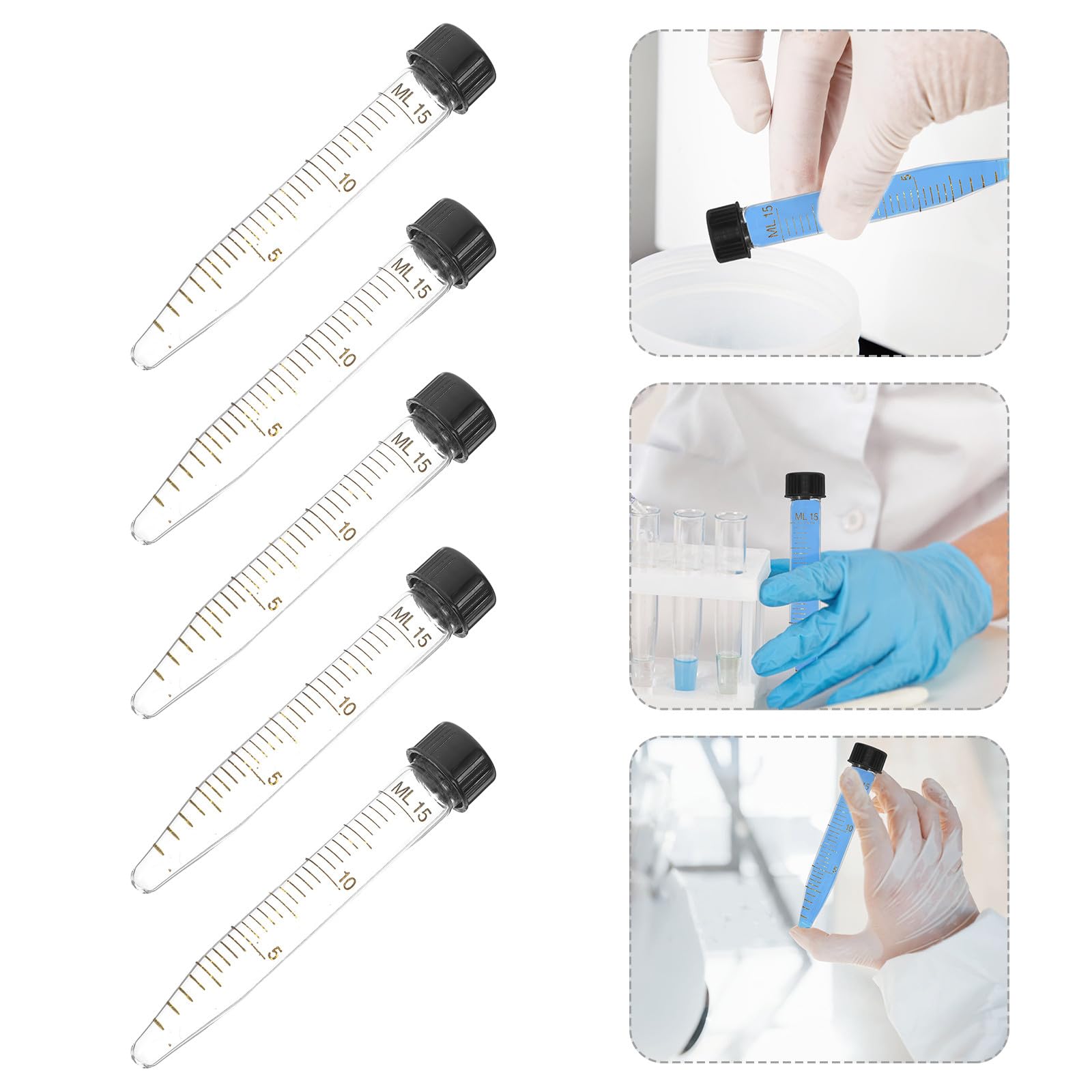 Lot de 10 Tubes Centrifugeurs à Fond Conique 15 Ml en Verre avec Bouchon à Vis Tubes Transparents Gradués pour Laboratoire Scientifique Étanches et Compatibles Centrifugeuse