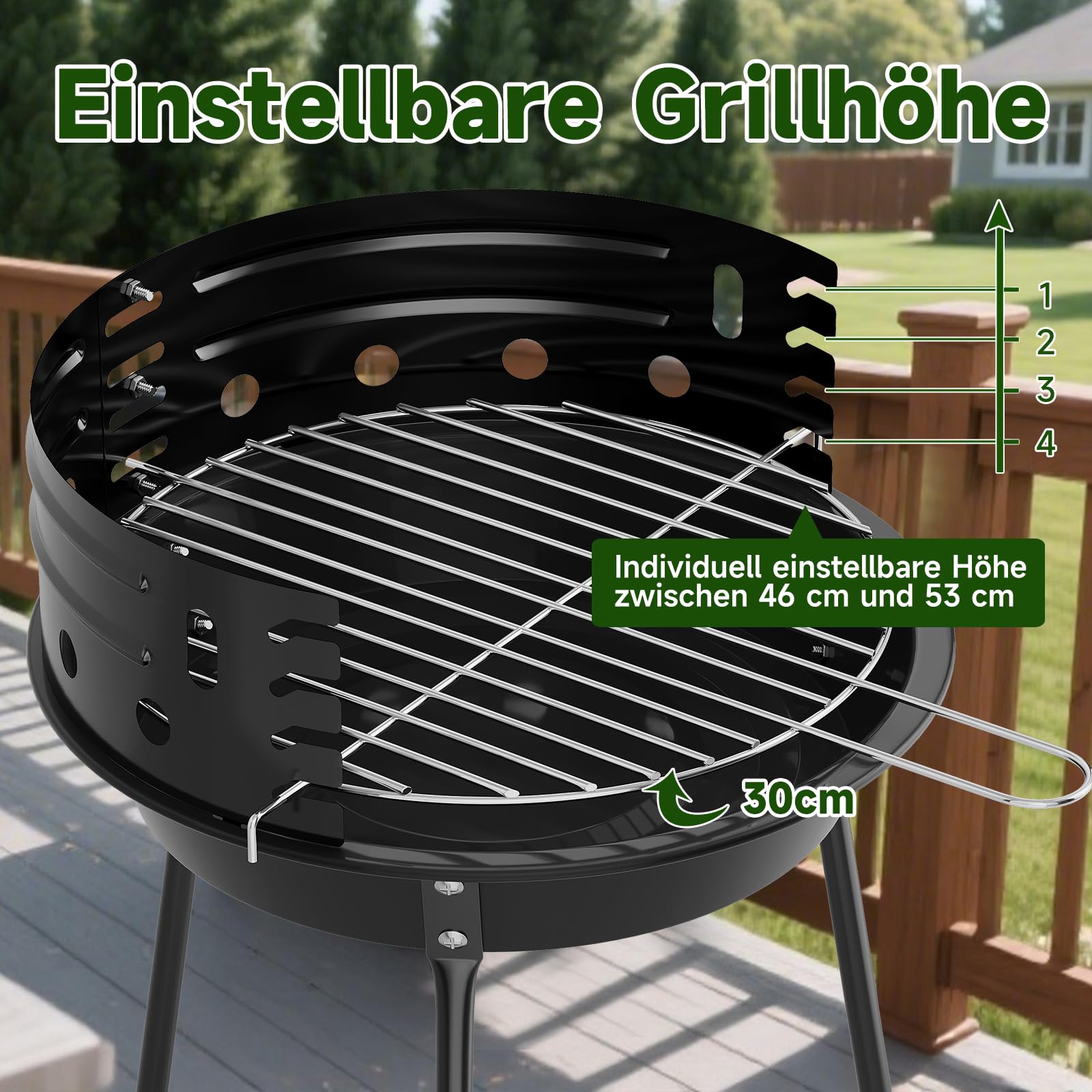 HOMELUX Barbecue a carbonella, triangolare, 34 x 53 cm | Stabile griglia per barbecue, ideale per picnic, giardino e campeggio