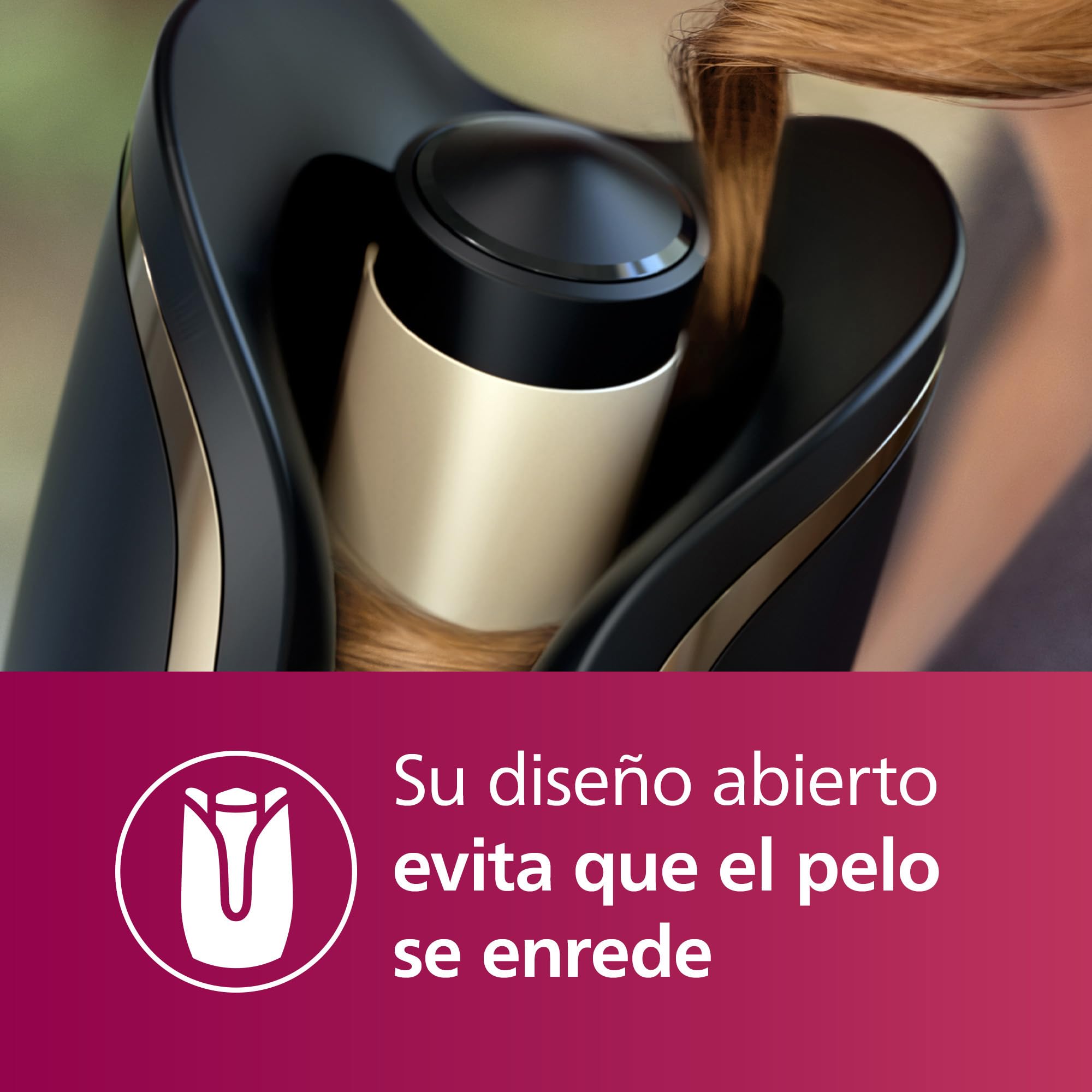 Philips Rizador de Pelo Automatico, con Tecnologia Moisture Protect, Iones, Placas Ceramicas con Keratina, 27 opciones de rizado, BHB876/00, Negro