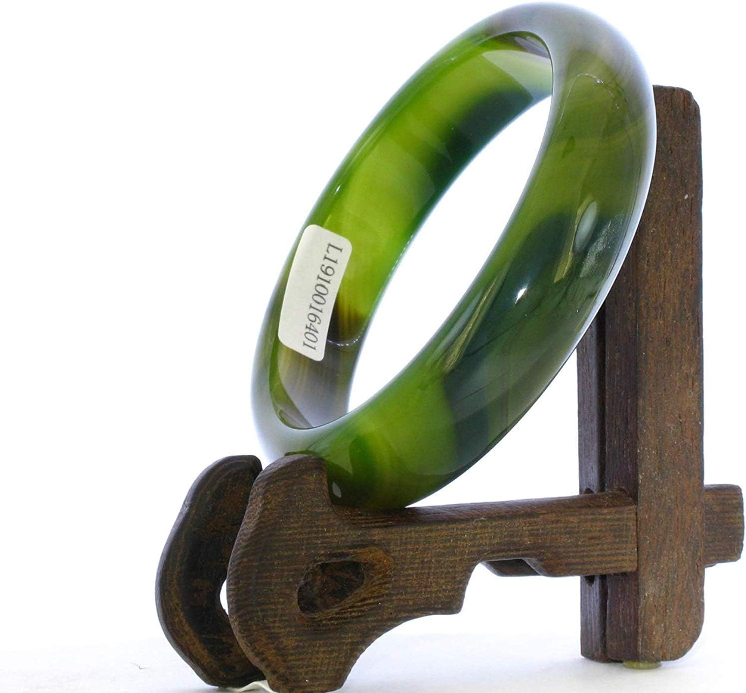 2.4" China Certified Nature Green Chalcedony Jade Women's Bangle Bracelets 6401