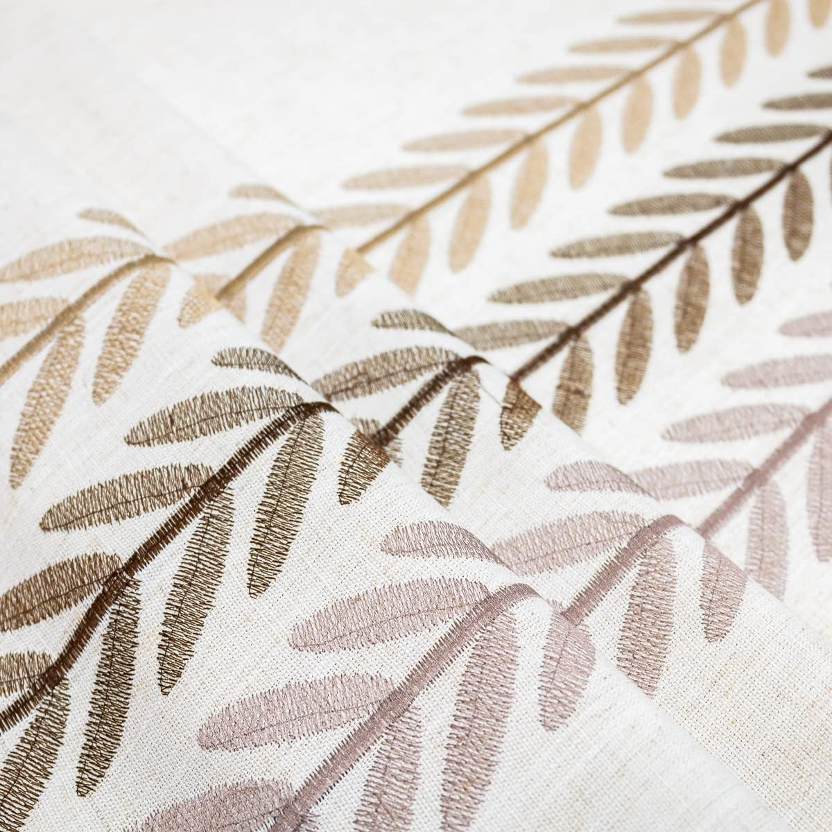 Linen Rectangle Table Cloth Waterproof Cotton Fabric Farmhouse Burlap Rustic Boho Embroidered Leaf Oblong Tablecloth for Party, Camping,Picnic,Kitchen and Dining Room Table Decor,55"x 102", 8-10 Seats