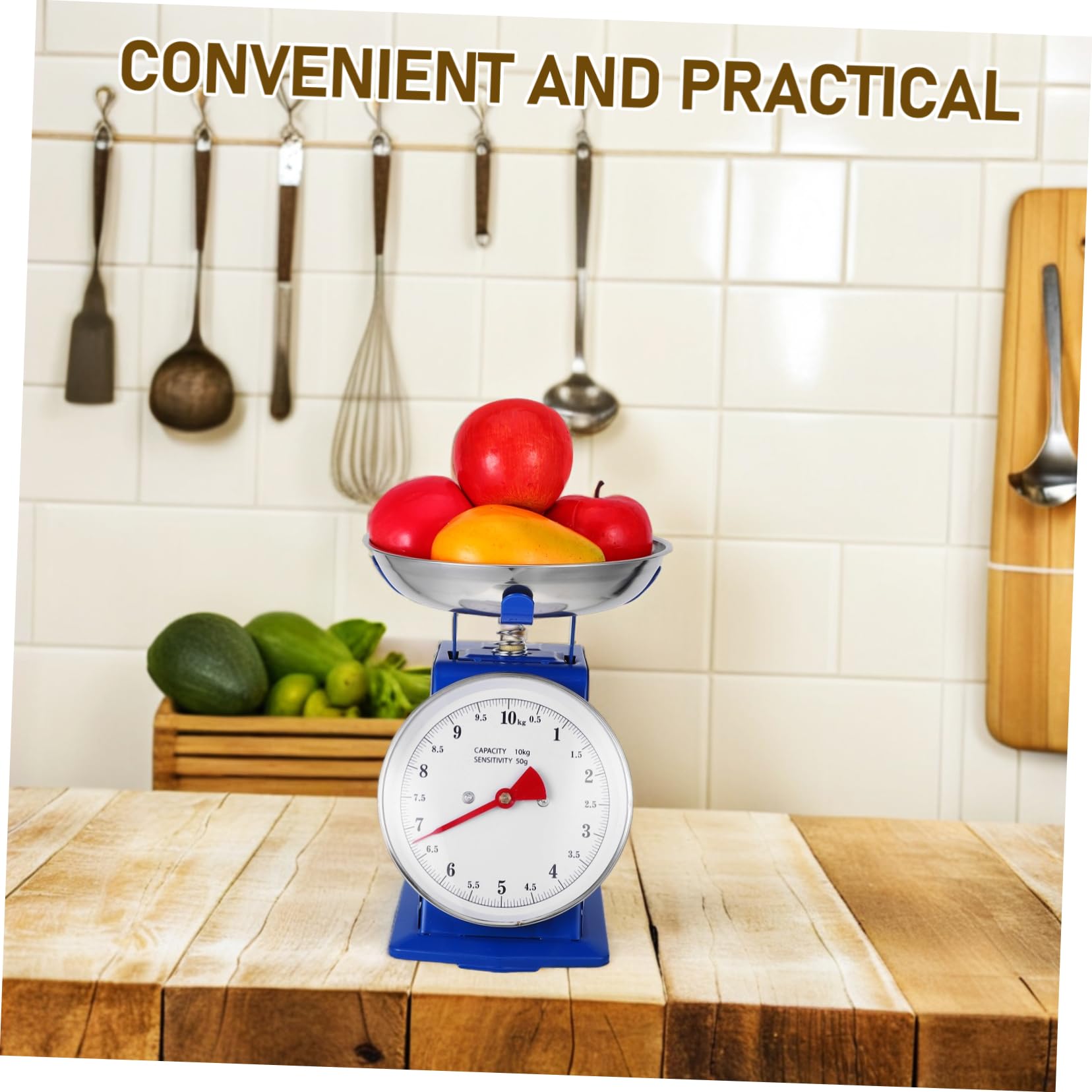 Genérico 10kg Báscula De Cocina Mecánica Vintage Dial y Bandeja Extraíble Para Ingredientes Secos Frutas