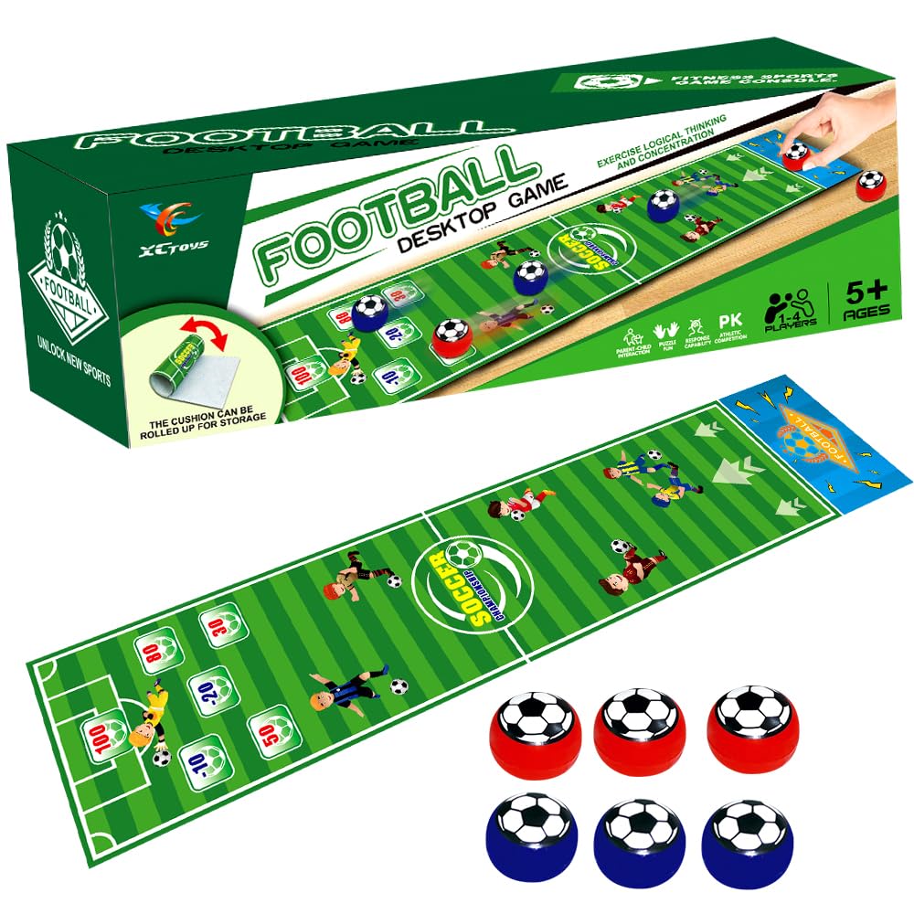 Football Tabletop Game for Family Party, Tabletop Football Board Games with Mat and 6 Curling Balls Multifunction Table Shuffleboards Rolling Up Curling Game for Kids and Adults Travel Home Party