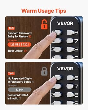 VEVOR Mechanical Keyless Entry Door Lock, 14 Keys, Mechanical Keypad Door Lock with Handle, Stainless Steel Waterproof Keyless Gate Lock, for Home Office Outdoor Fence Garage Yard