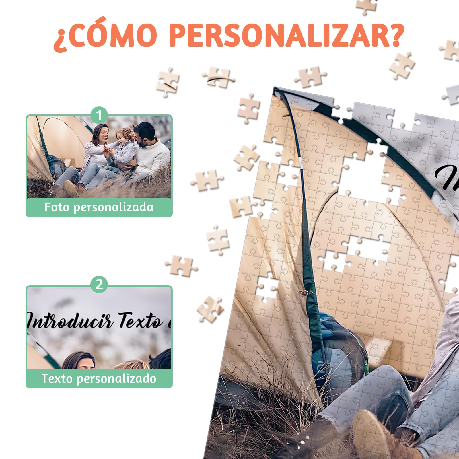 Puzzle Personalizado Con Foto Y Texto – Elige Entre 120, 200, 300, 500 O 1000 Piezas De Madera
