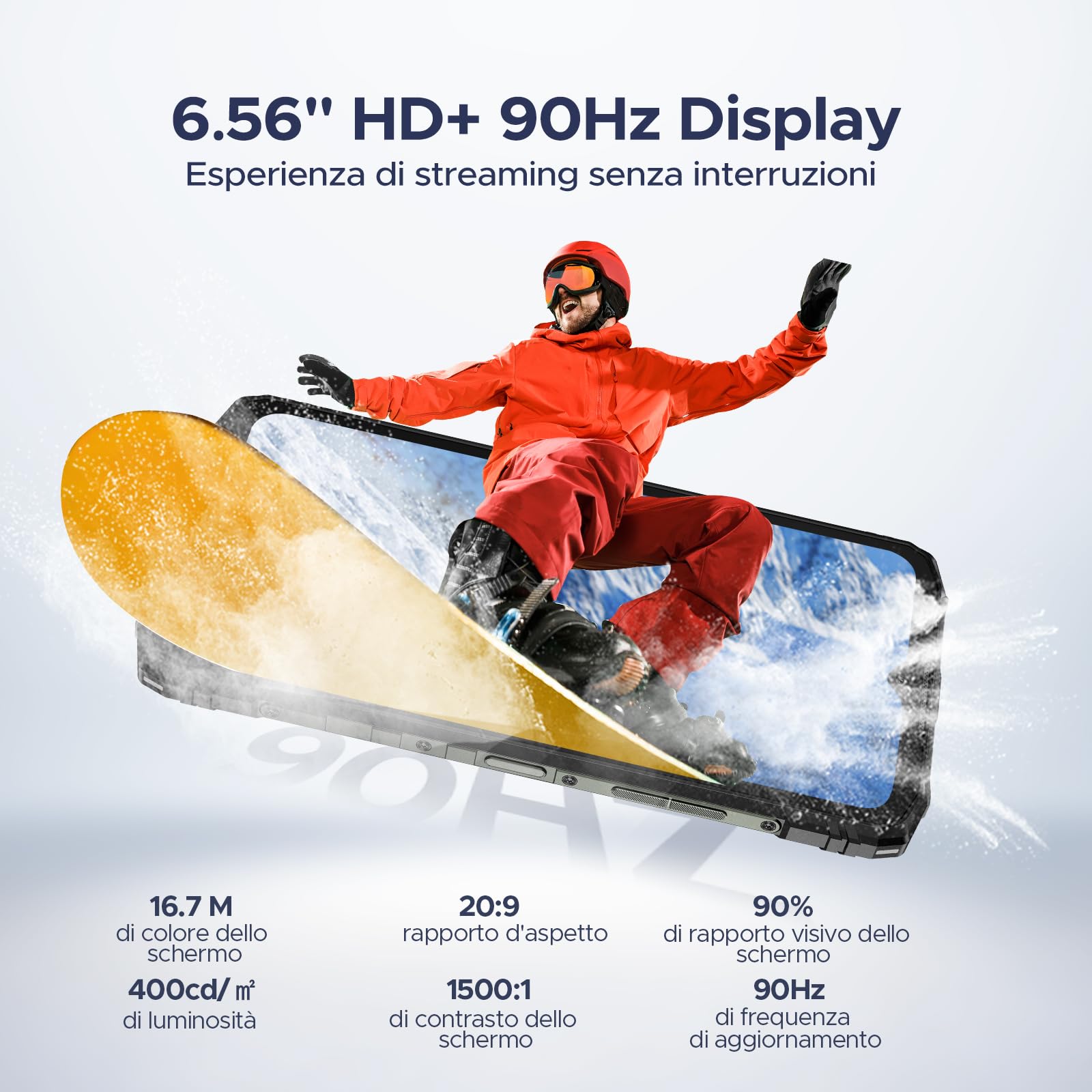 DOOGEE Blade 10 Ultra Energy Rugged Smartphone, 10.7mm, Android 15, 36GB+256GB, 6.56" FHD+ 90Hz IPS, 6150 mAh OTG, 64MP+8MP, Widevine L1/Triple Card Slot/Fingerprint ID/Octa Core/NFC- Nero