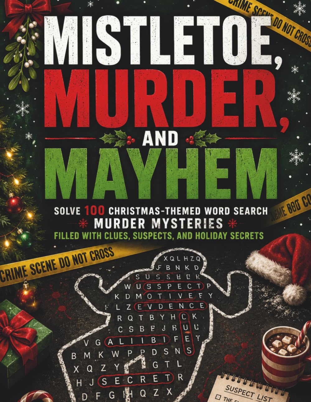Mistletoe, Murder, and Mayhem: Solve 100 Christmas-Themed Word Search Murder Mysteries Filled with Clues, Suspects, and Holiday Secrets