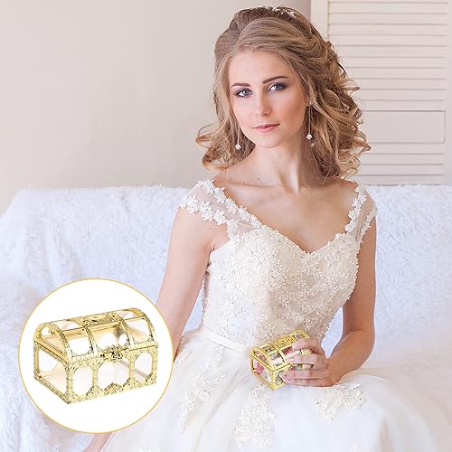 Miniatura 7 de Amosfun 10 cajas de dulces de cofre del tesoro, cajas de recuerdos de boda, cajas de plástico vintage pirata, caja de almacenamiento para boda, día