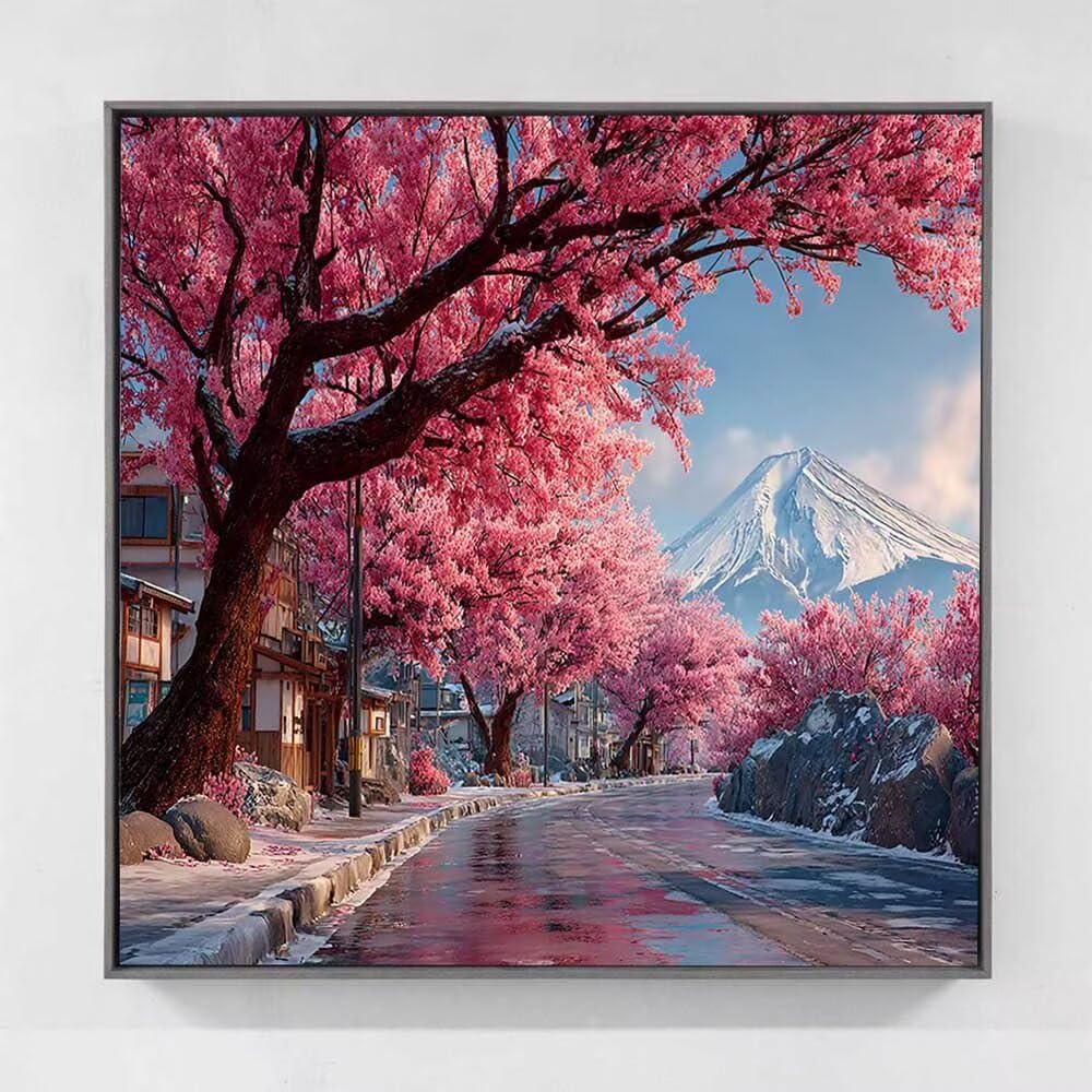 Mount Fuji diamentowe zestawy artystyczne dla dorosłych, diamentowy obraz drzewo, kryształowe zestawy artystyczne dla dorosłych, początkujących, pełne kwadratowe wiertło, klejnot, zestawy do haftu