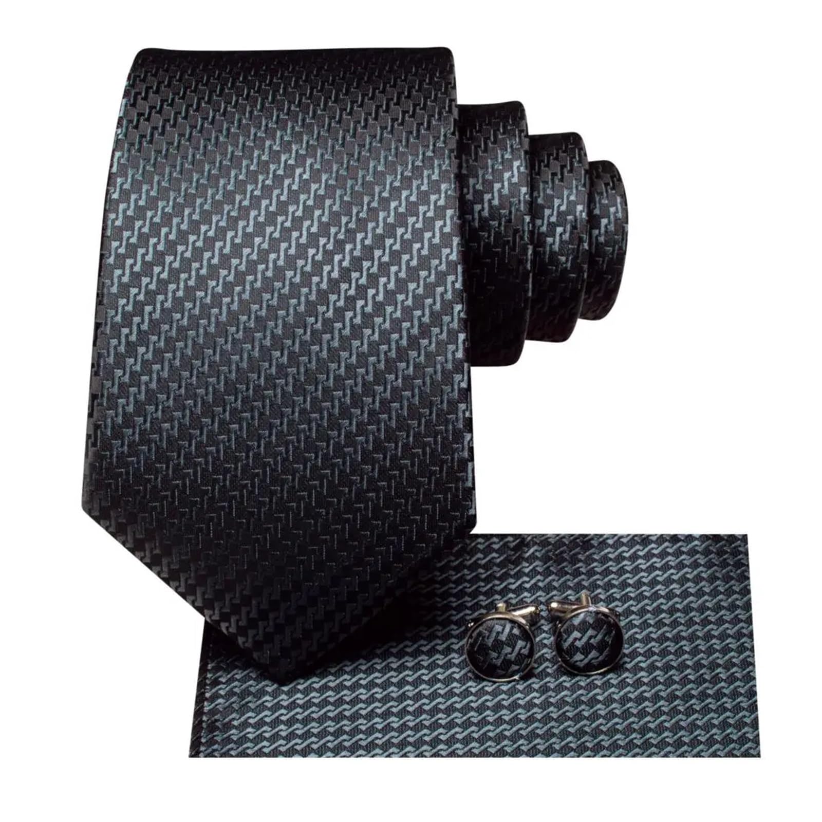 Corbata de seda Hi-Tie for hombre, elegante corbata, pañuelo bolsillo, gemelos, accesorio boda for novio Para Boda, Fiesta, Negocios