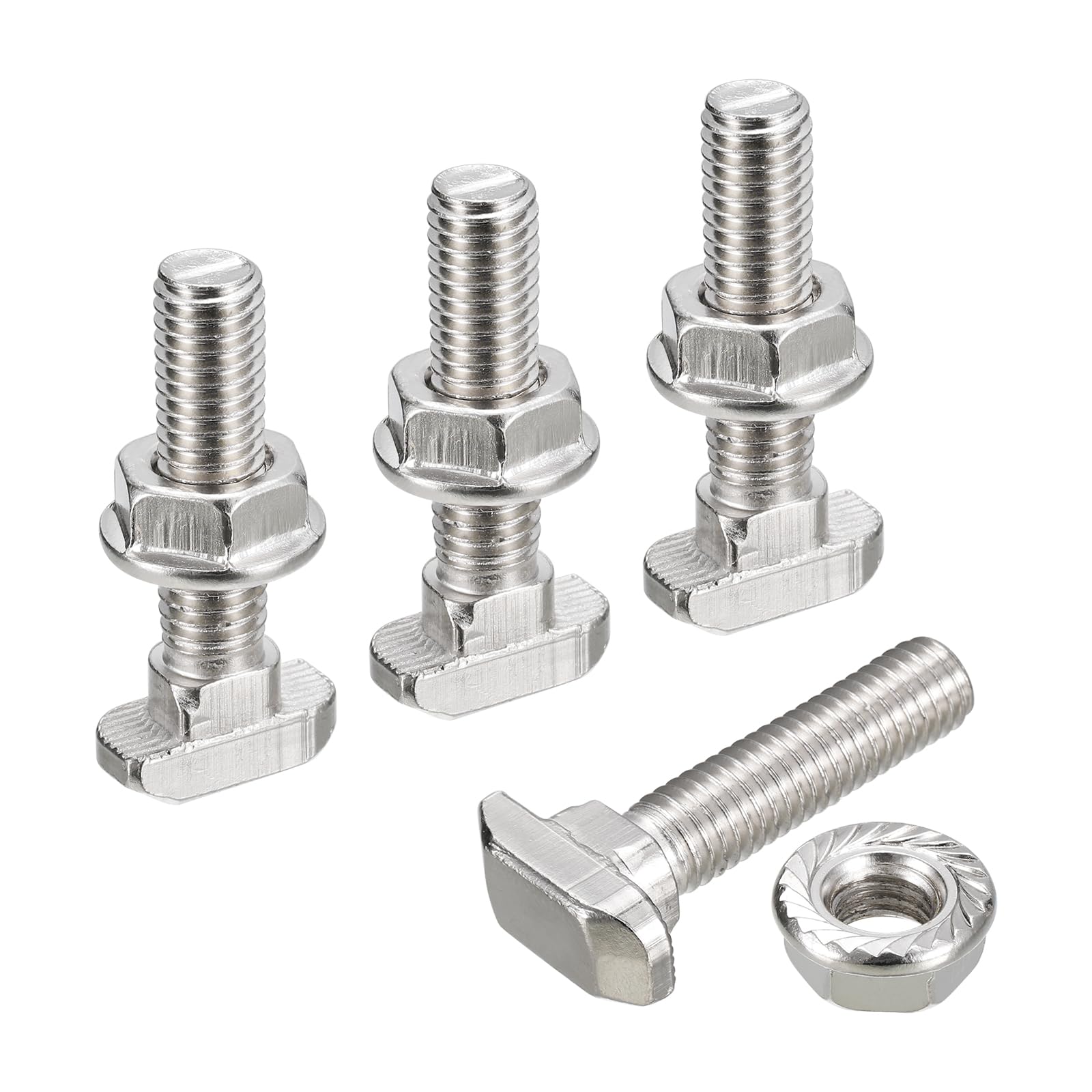 QUARKZMAN Vis en T avec Boulon M8X35mm et Écrous à Bride Hexagonale M8, 40 Ensembles de Boulons en T en Forme de T à Tête de Marteau pour Profilé en Aluminium de Série 40