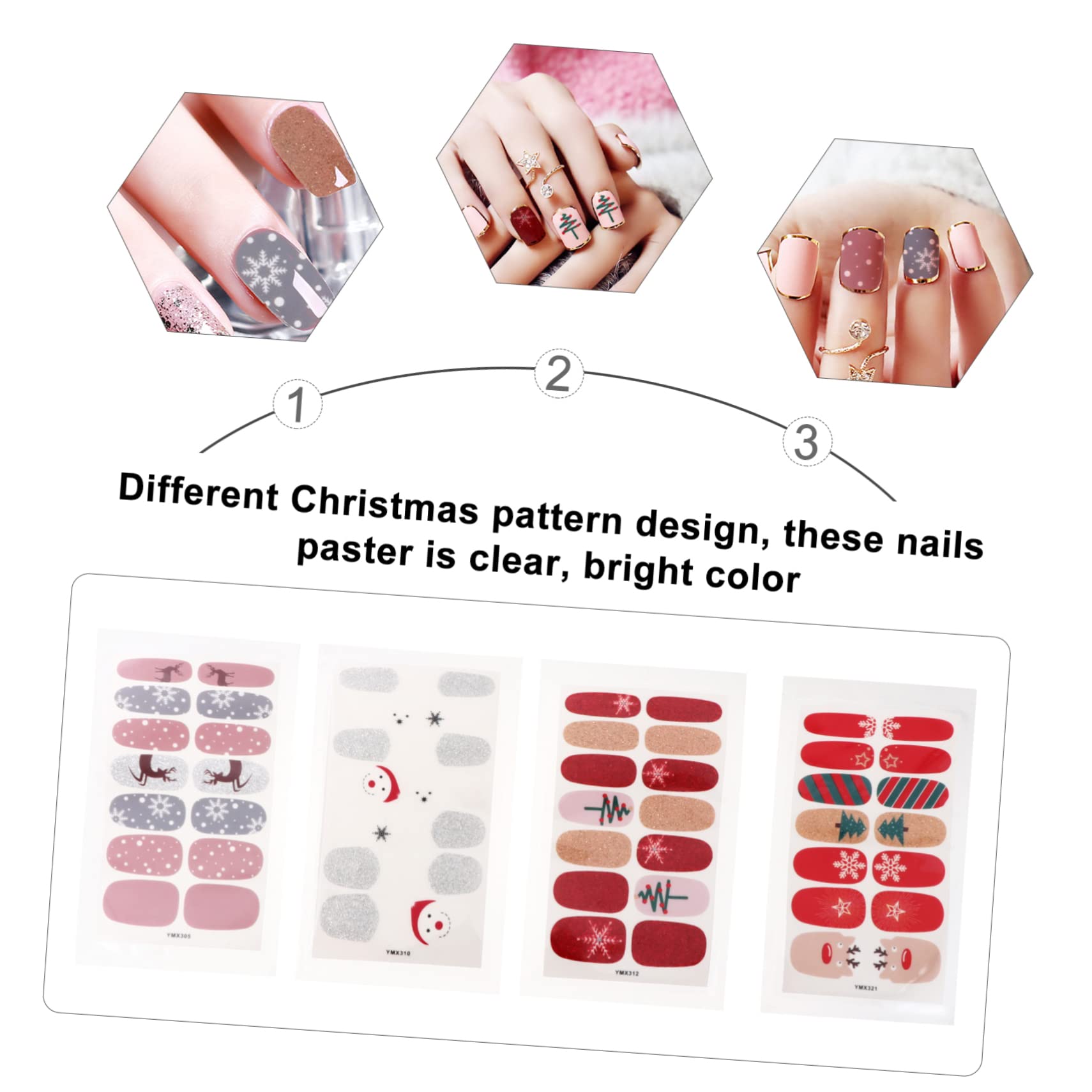 Healeved 24fogli Adesivi Per Unghie Natalizi Di Wraps Decorativi Per Unghie Design Festivo Per Nail Art Perfetti Per Natale e Feste Facili Da Applicare e Rimuovere