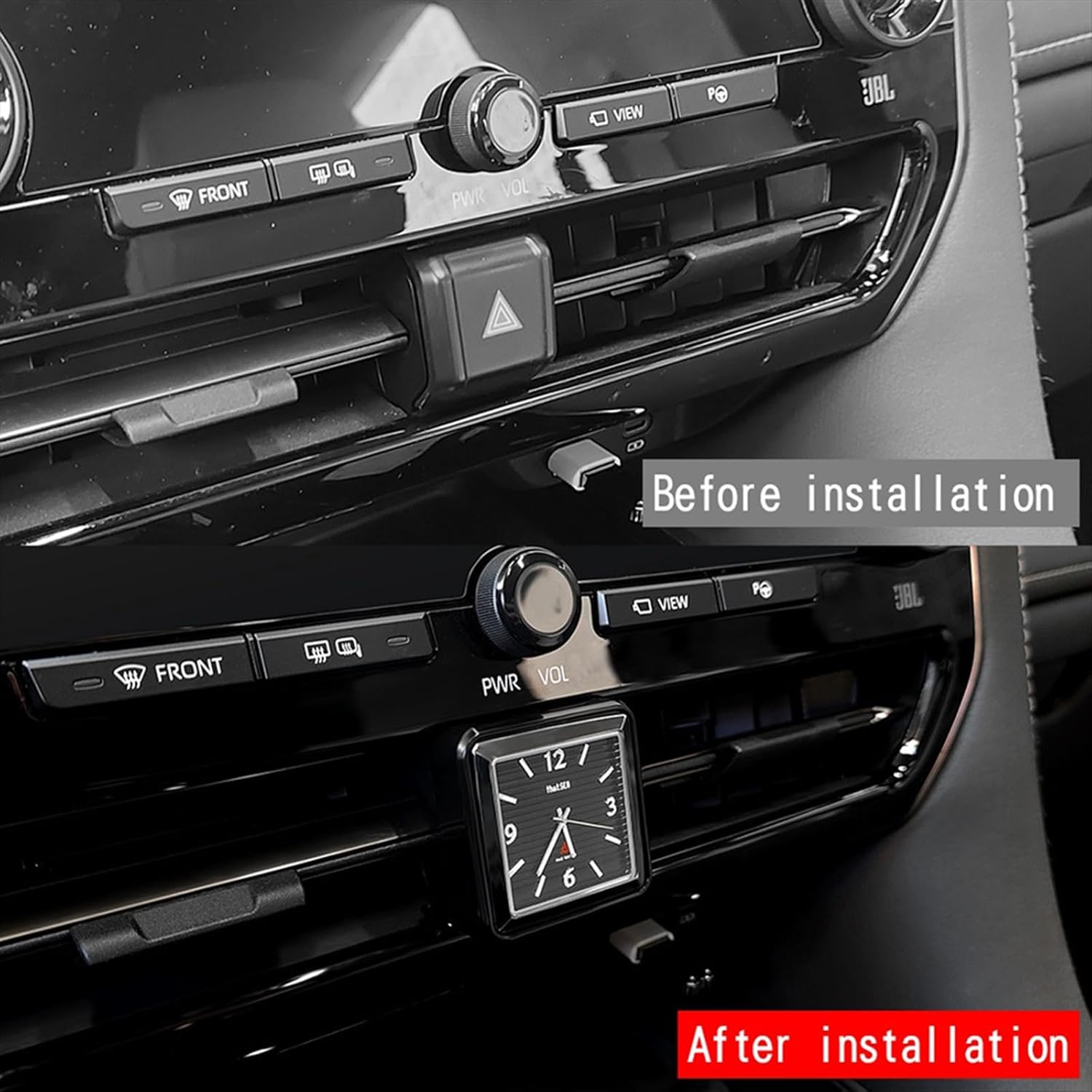 Car Central Control Mounted Clock Automotive Interior Accessories Easy Installation Replacement ABS