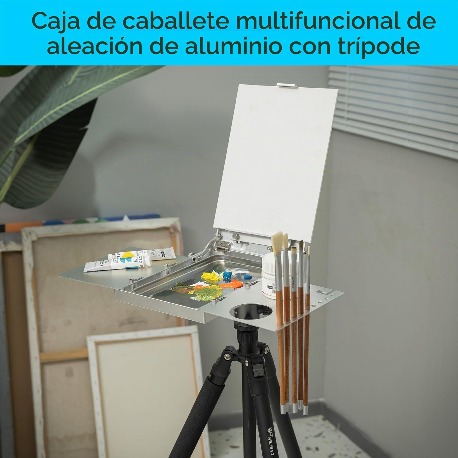 MEEDEN Caballete de aleación de aluminio, caballete Plein Air para pintar, trípode portátil ajustable para artistas, caballete de arte de viaje, caballete de mesa de escritorio