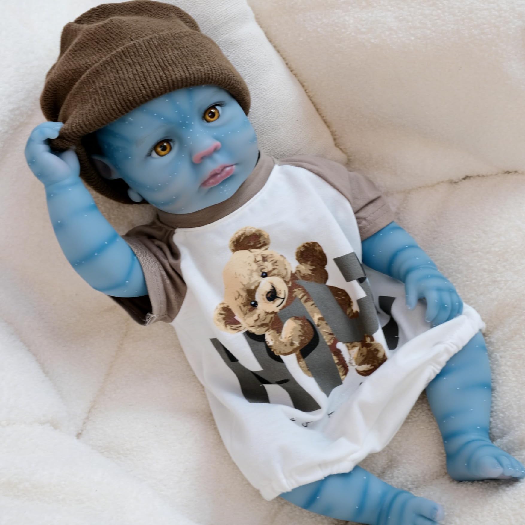 48 cm anatomicamente corretto Avatar Alien Reborn Baby Boy Doll Full Silicone Real Life Neonato Avatar Bambole che sembrano reali e si sentono reali set regalo per bambini dai 3 anni in su e